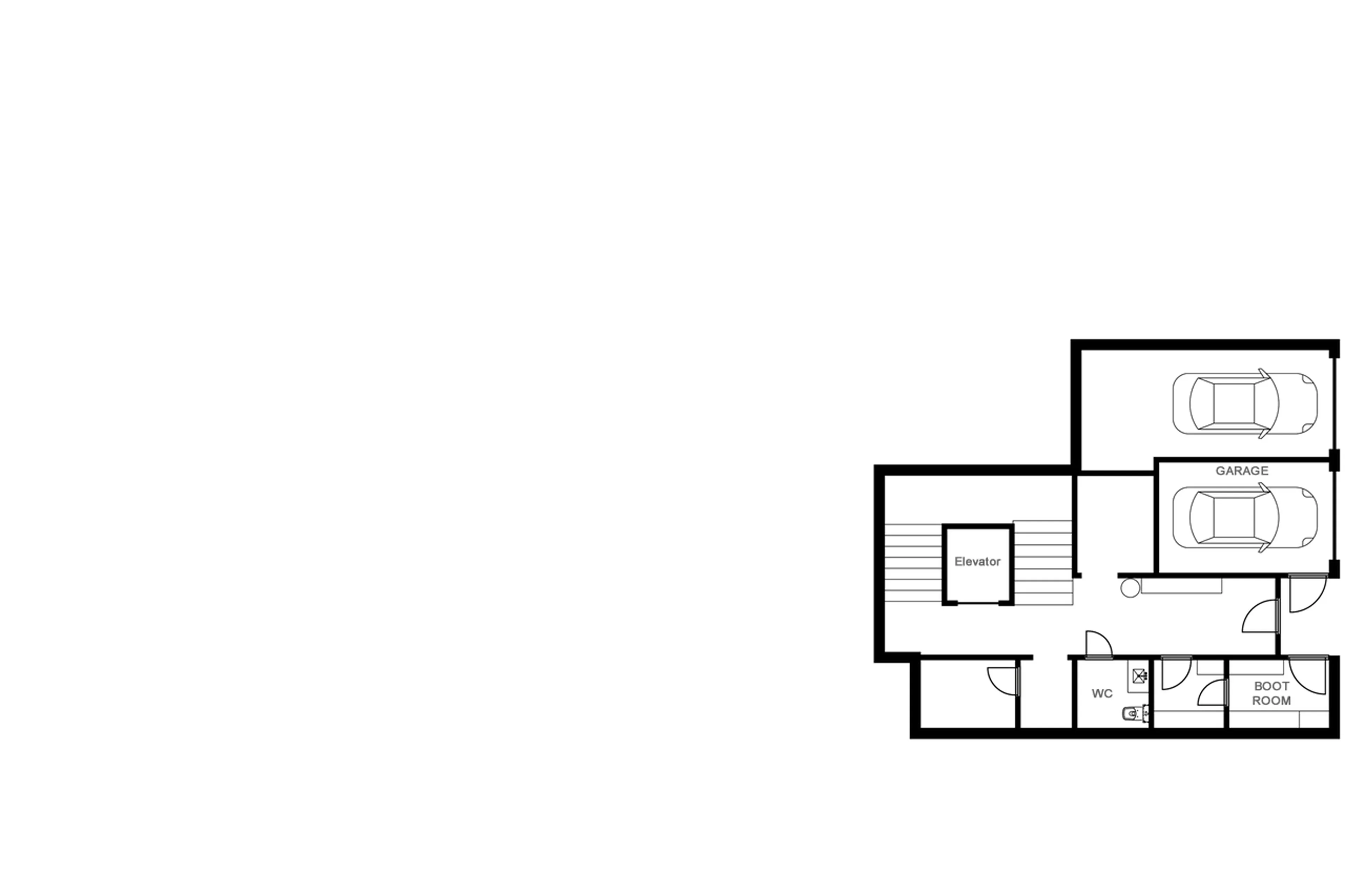 Lower ground floor plan of Chalet Goldilocks in Morzine