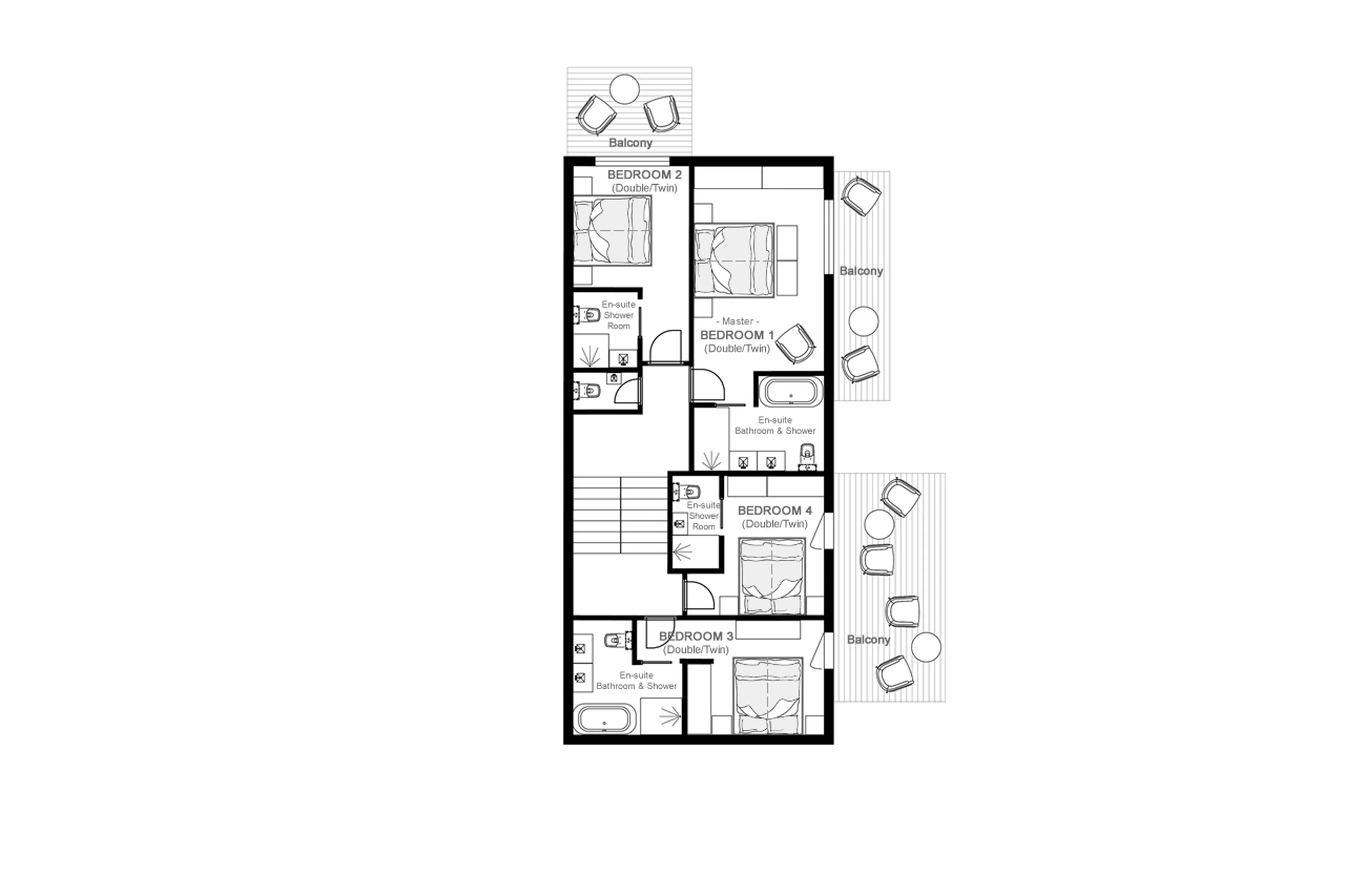Level 2 floor plan of Chalet Goldilocks in Morzine