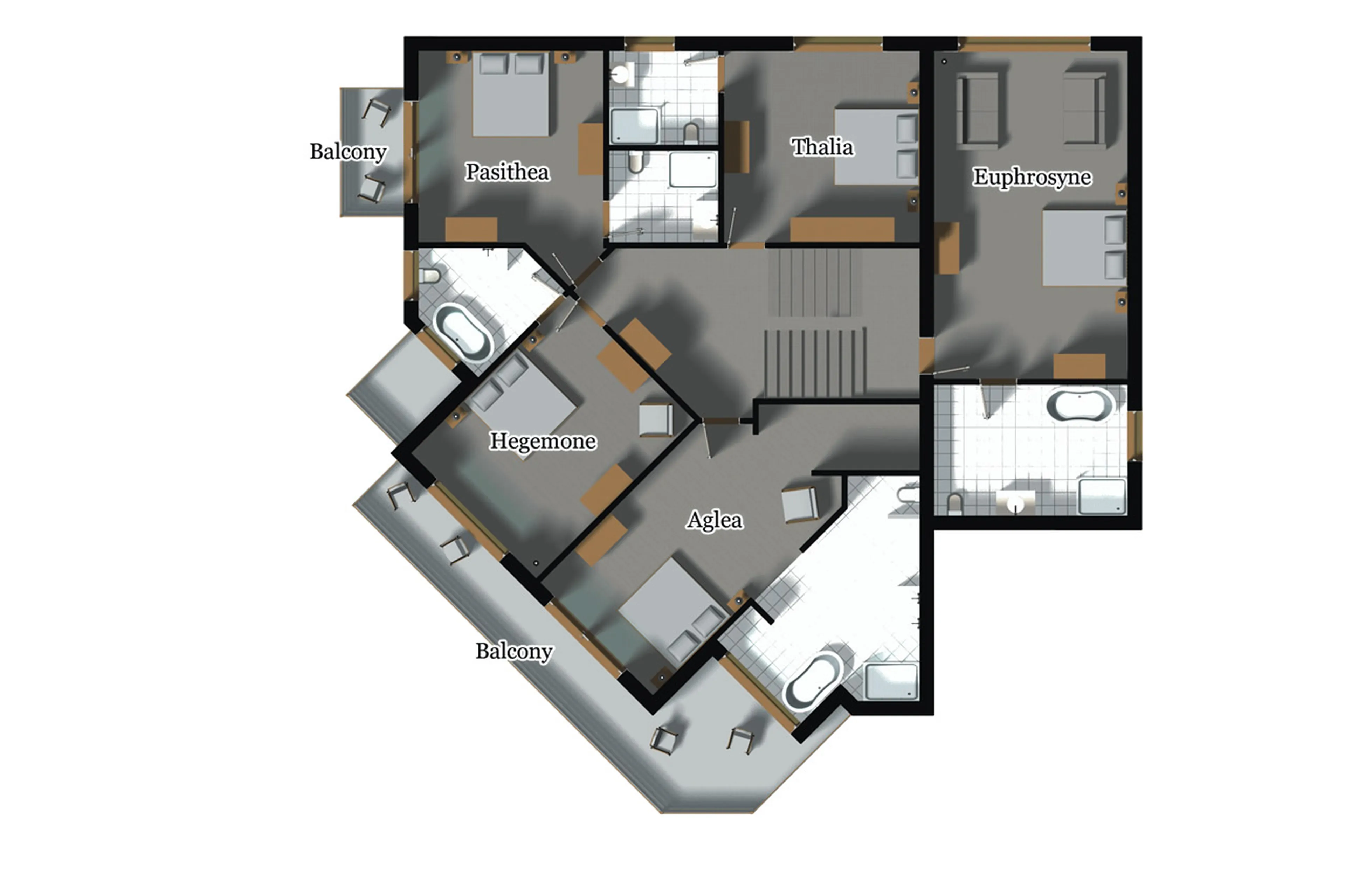 Level 1 floor plan of Chalet Grace in Zermatt
