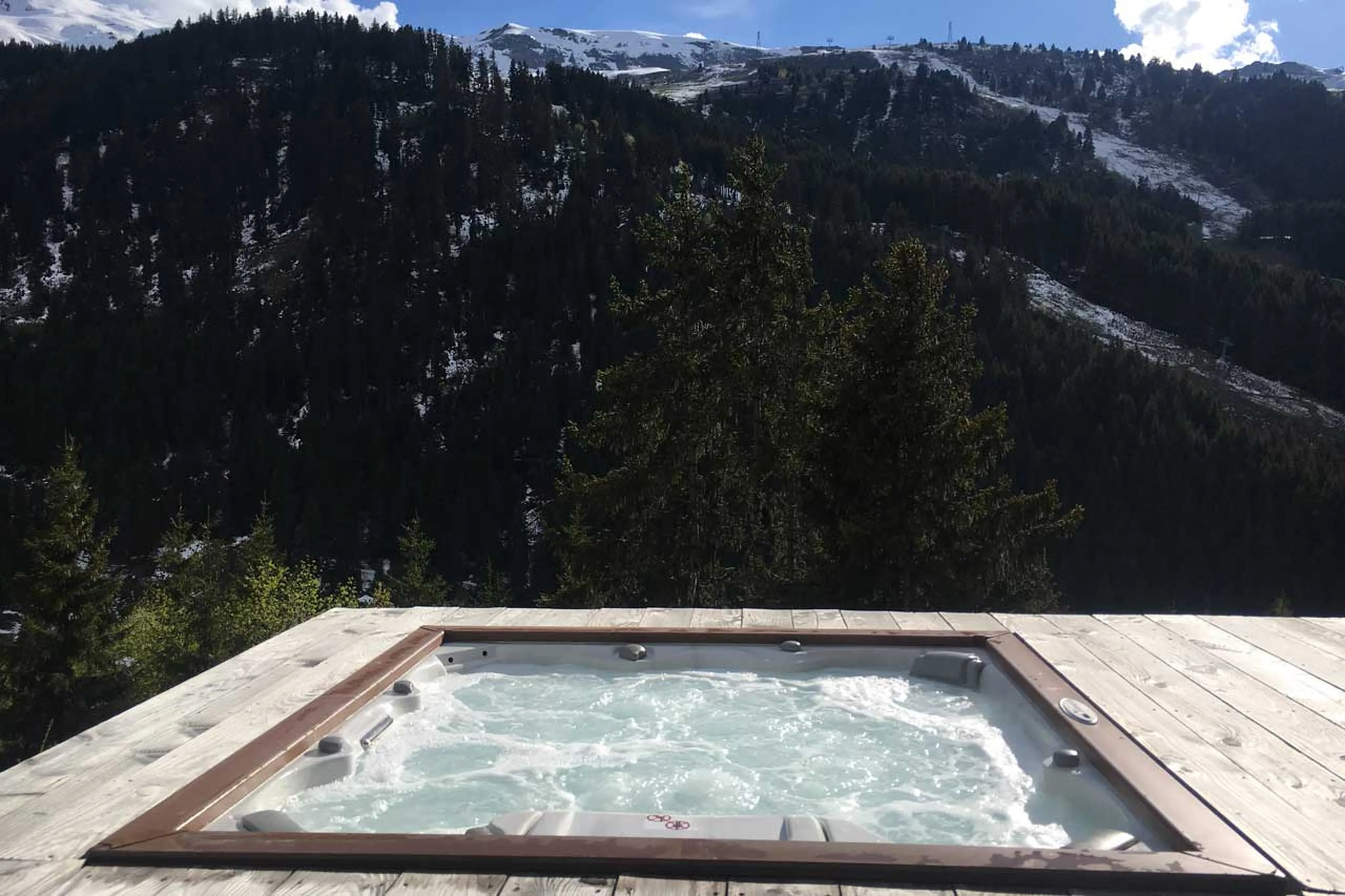Jacuzzi on terrace at Chalet Grand Cerf in Meribel