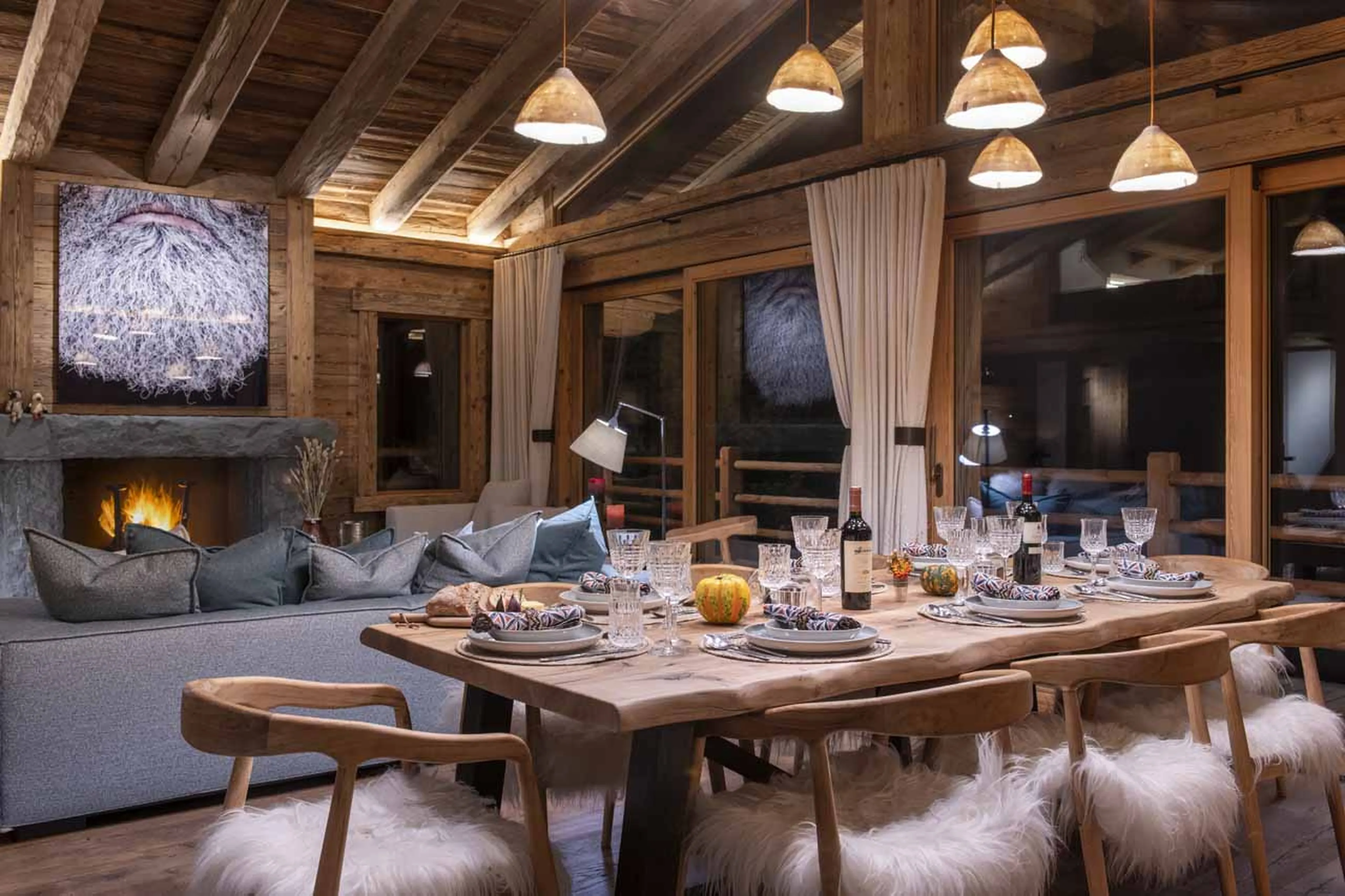 Dining table at Chalet Grand Coeur in Verbier