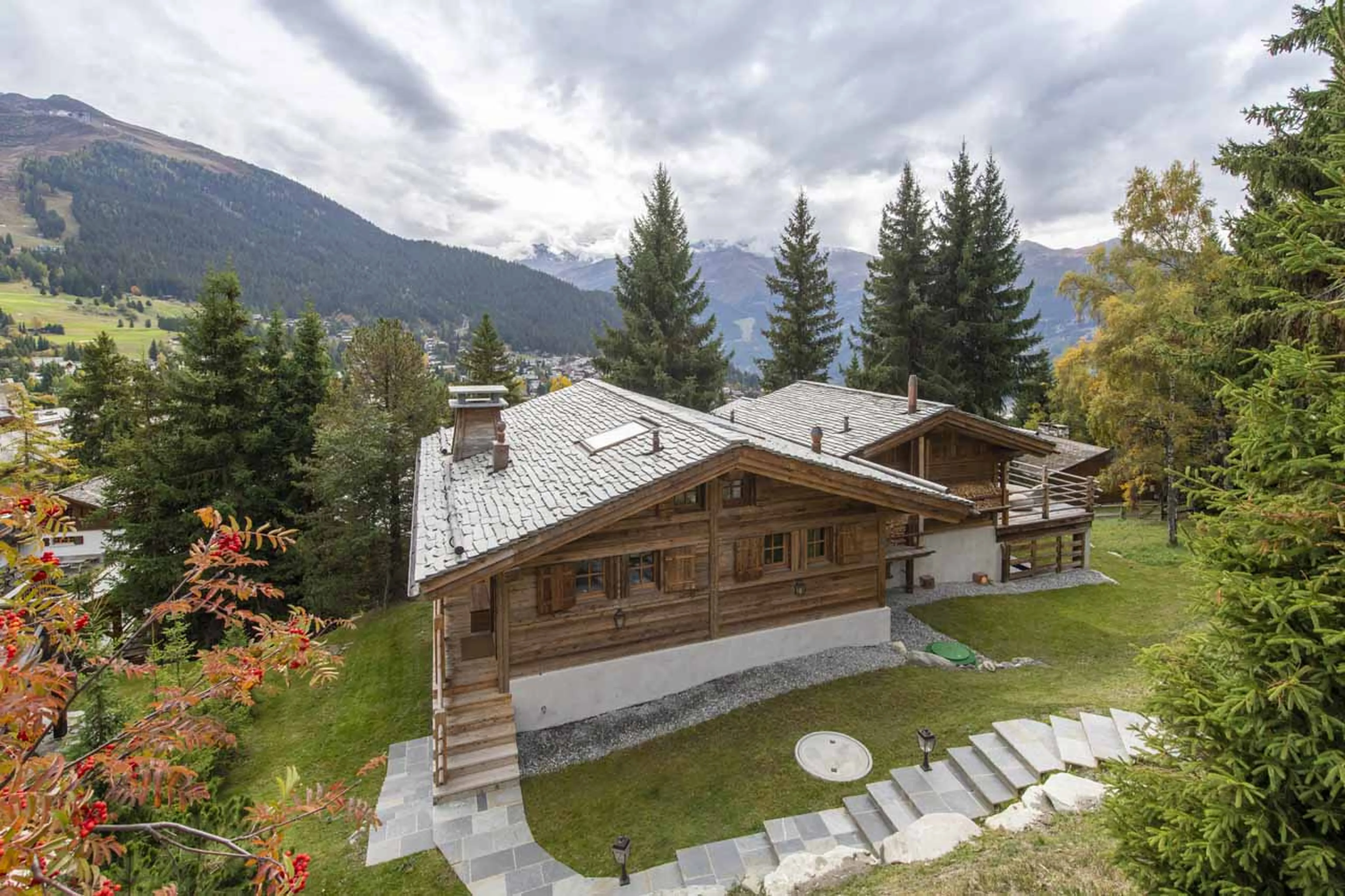 Aerial view of Chalet Grand Coeur in Verbier