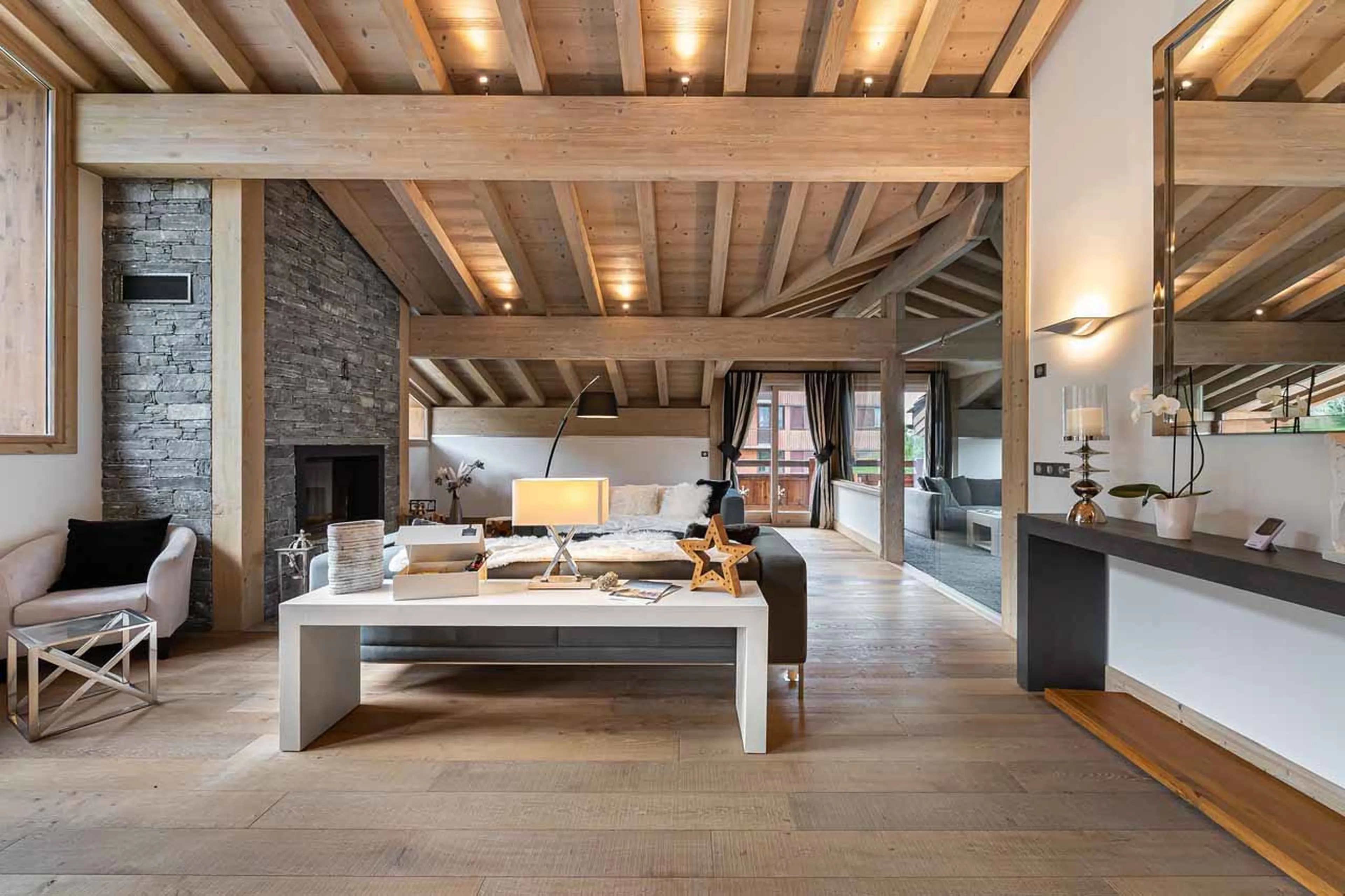 Living room at Chalet Grand Tetras at Courchevel Le Praz