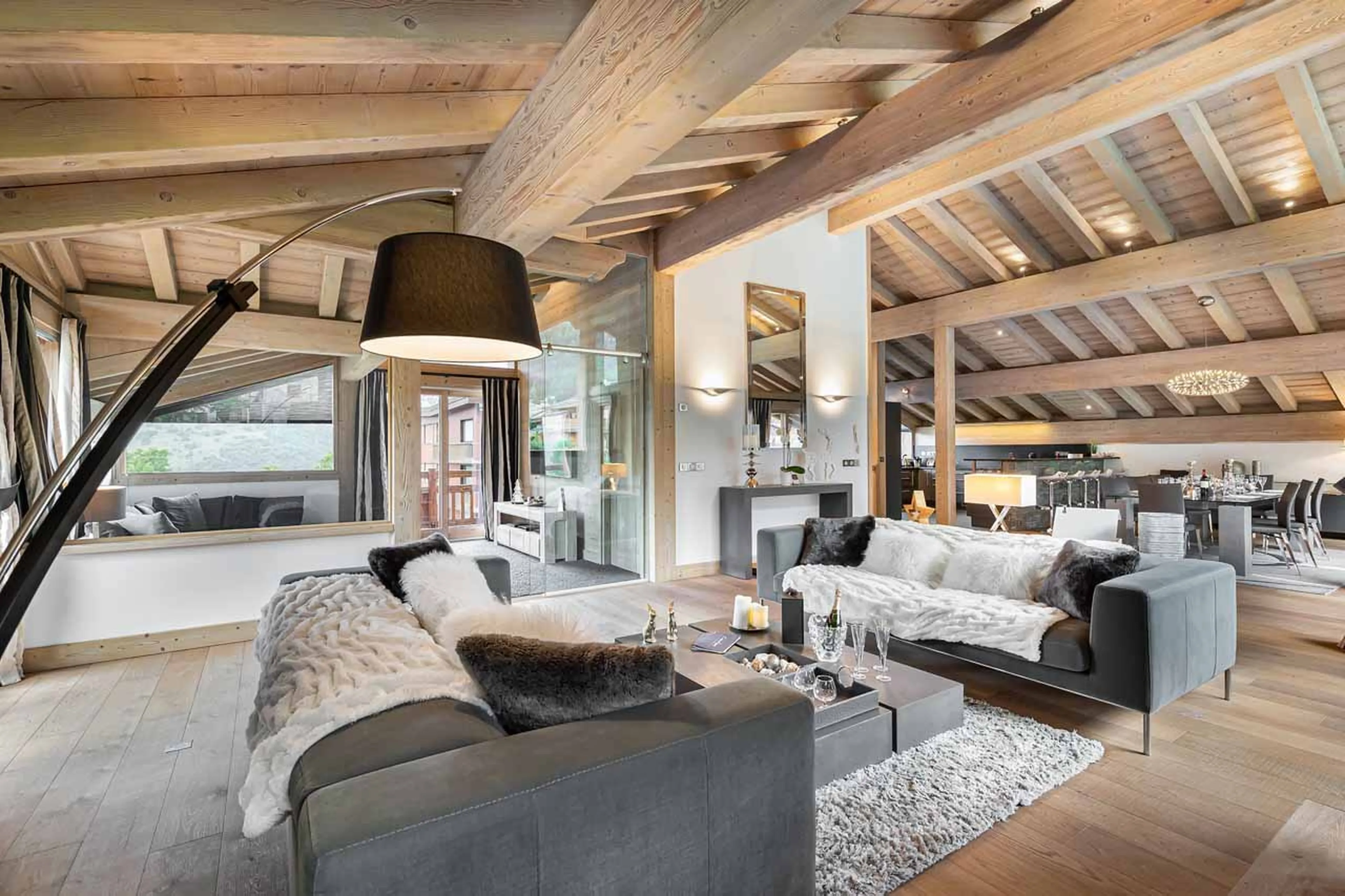 Living area at Chalet Grand Tetras at Courchevel Le Praz
