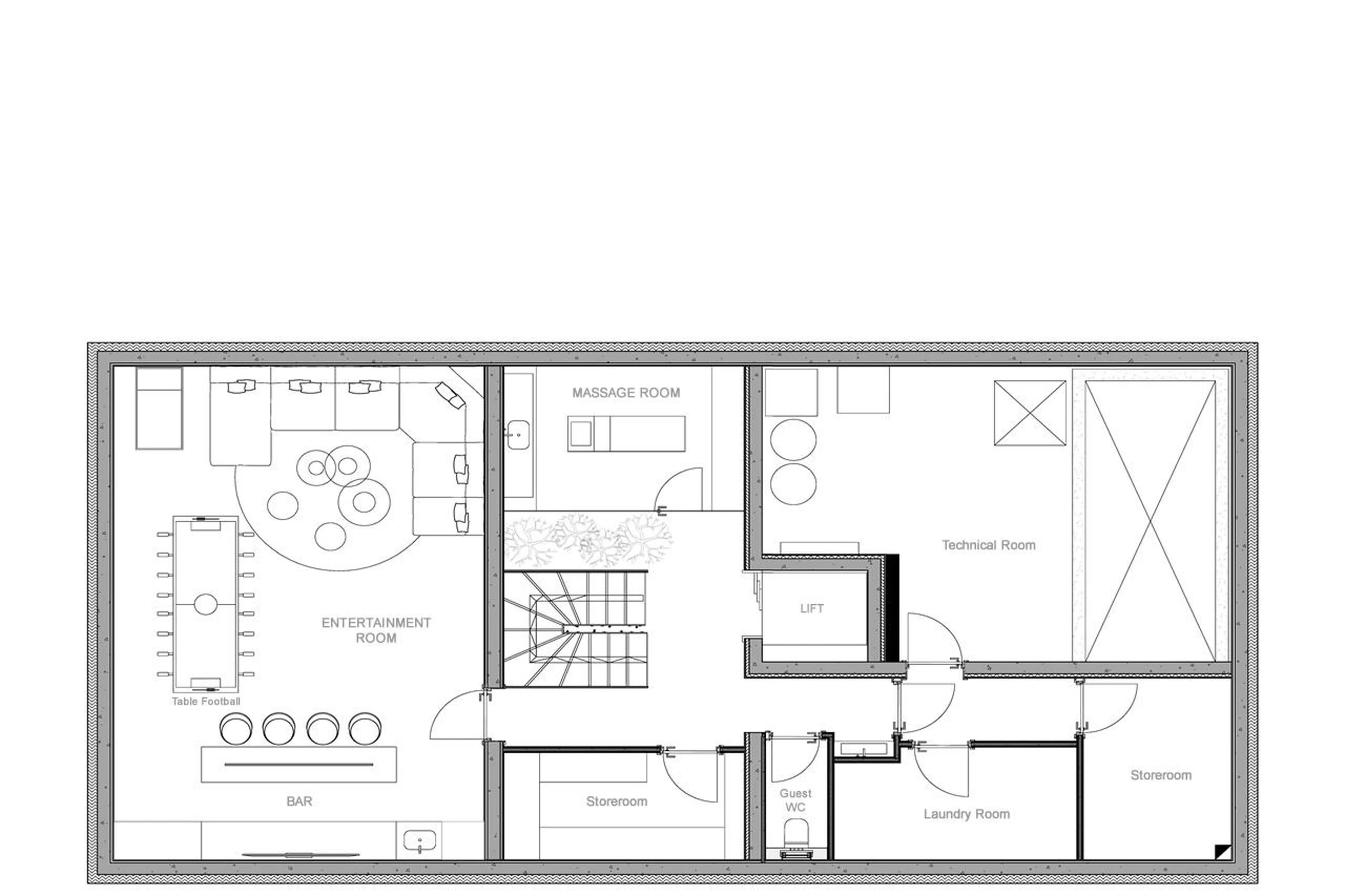 Level -1 floor plan of Chalet Grande Kalinka in Meribel