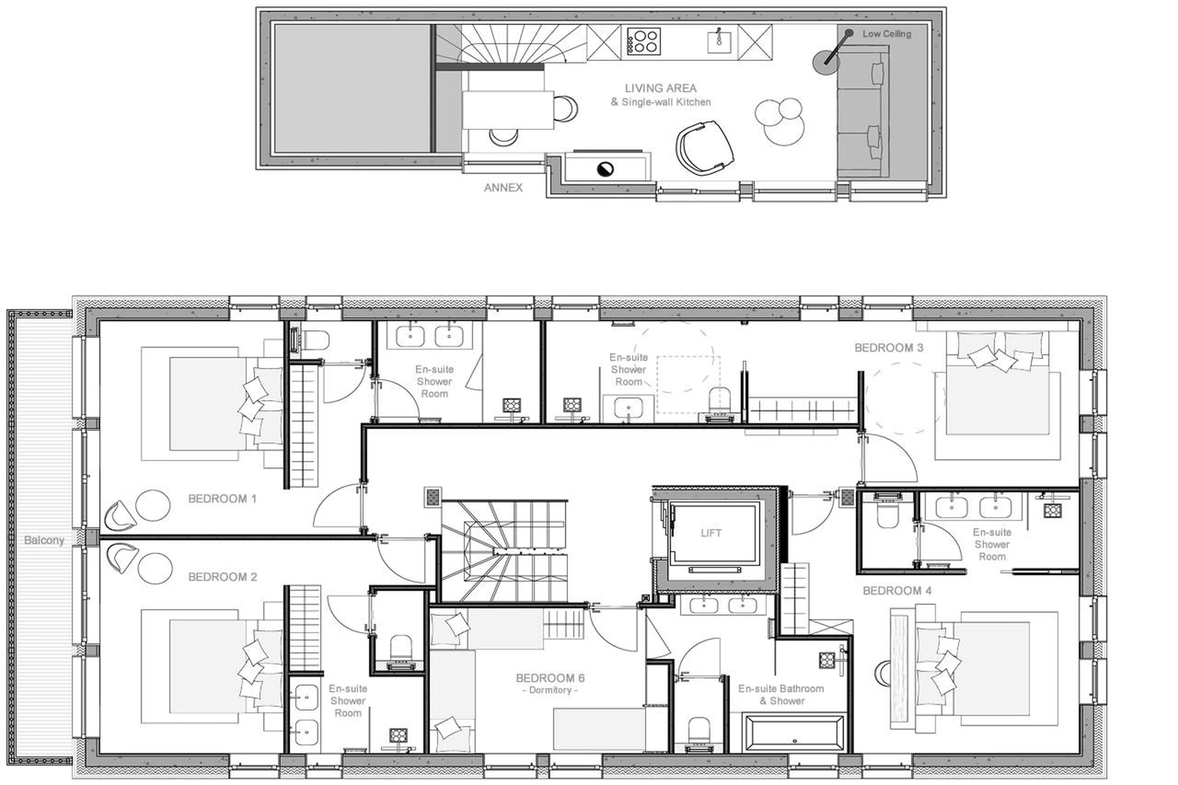 Level 1 floor plan of Chalet Grande Kalinka in Meribel