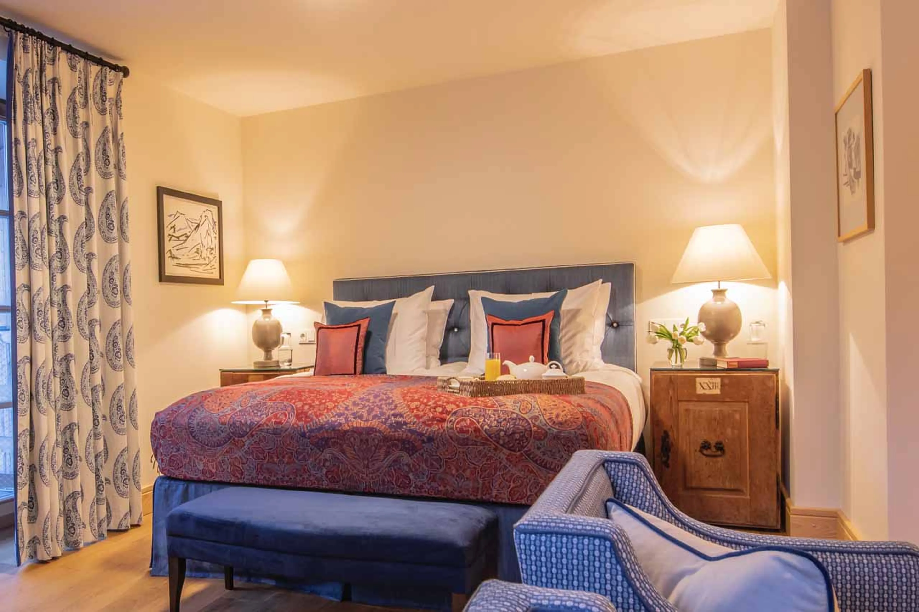 Double bed in bedroom two at Chalet Griffin in St Anton