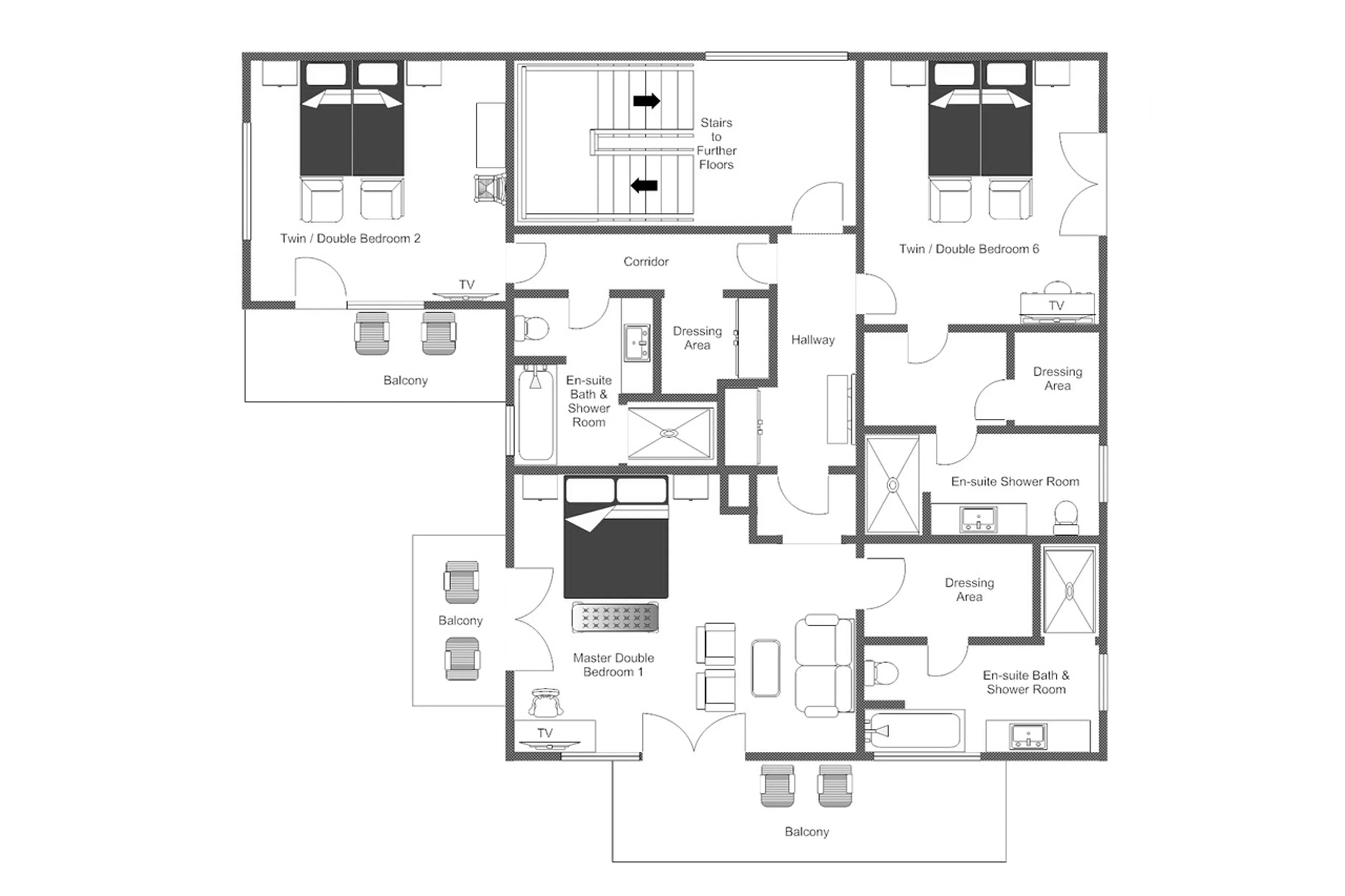 Level 1 floor plan of Chalet Griffin in St Anton