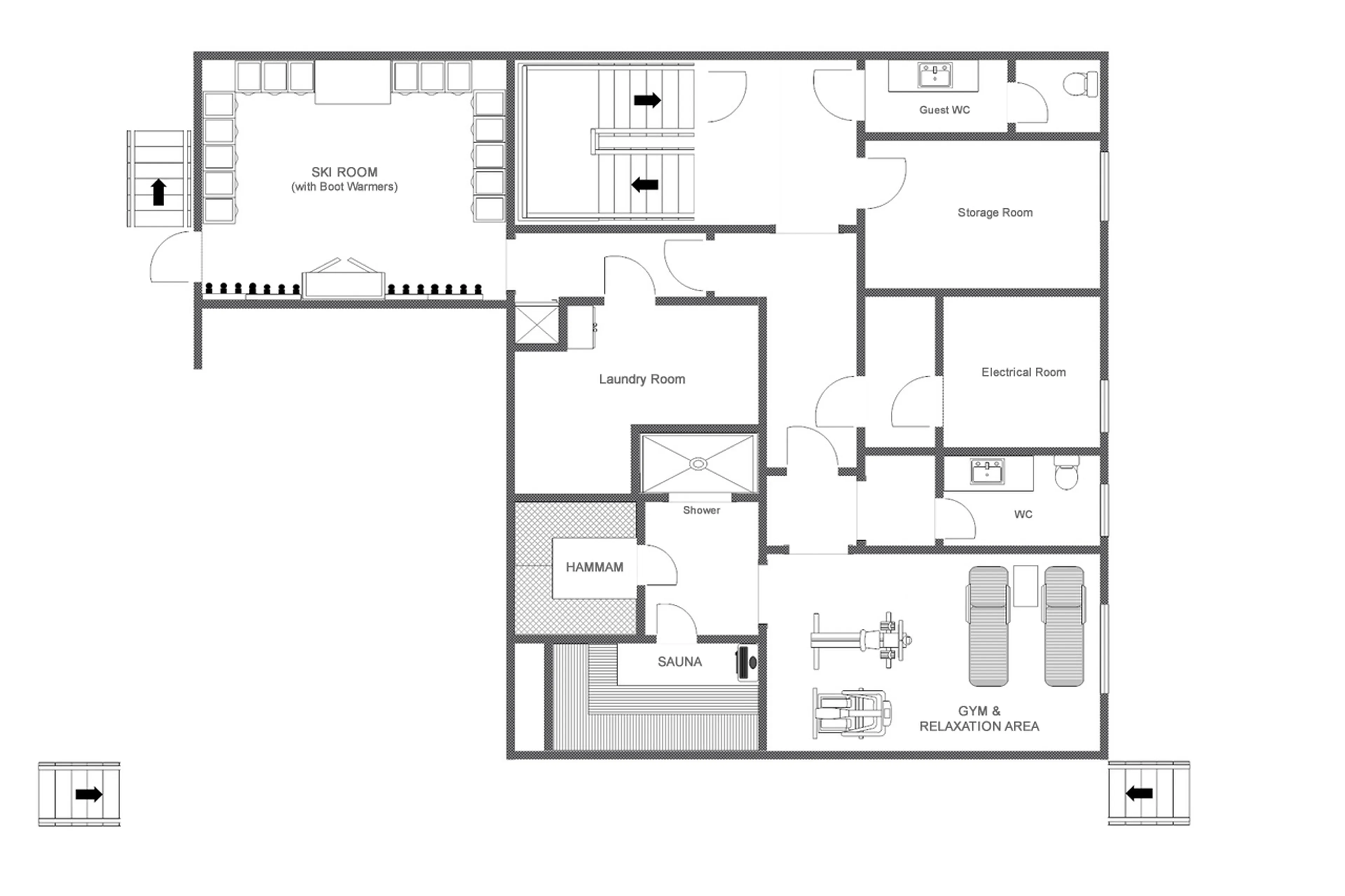 Level -1 floor plan of Chalet Griffin in St Anton