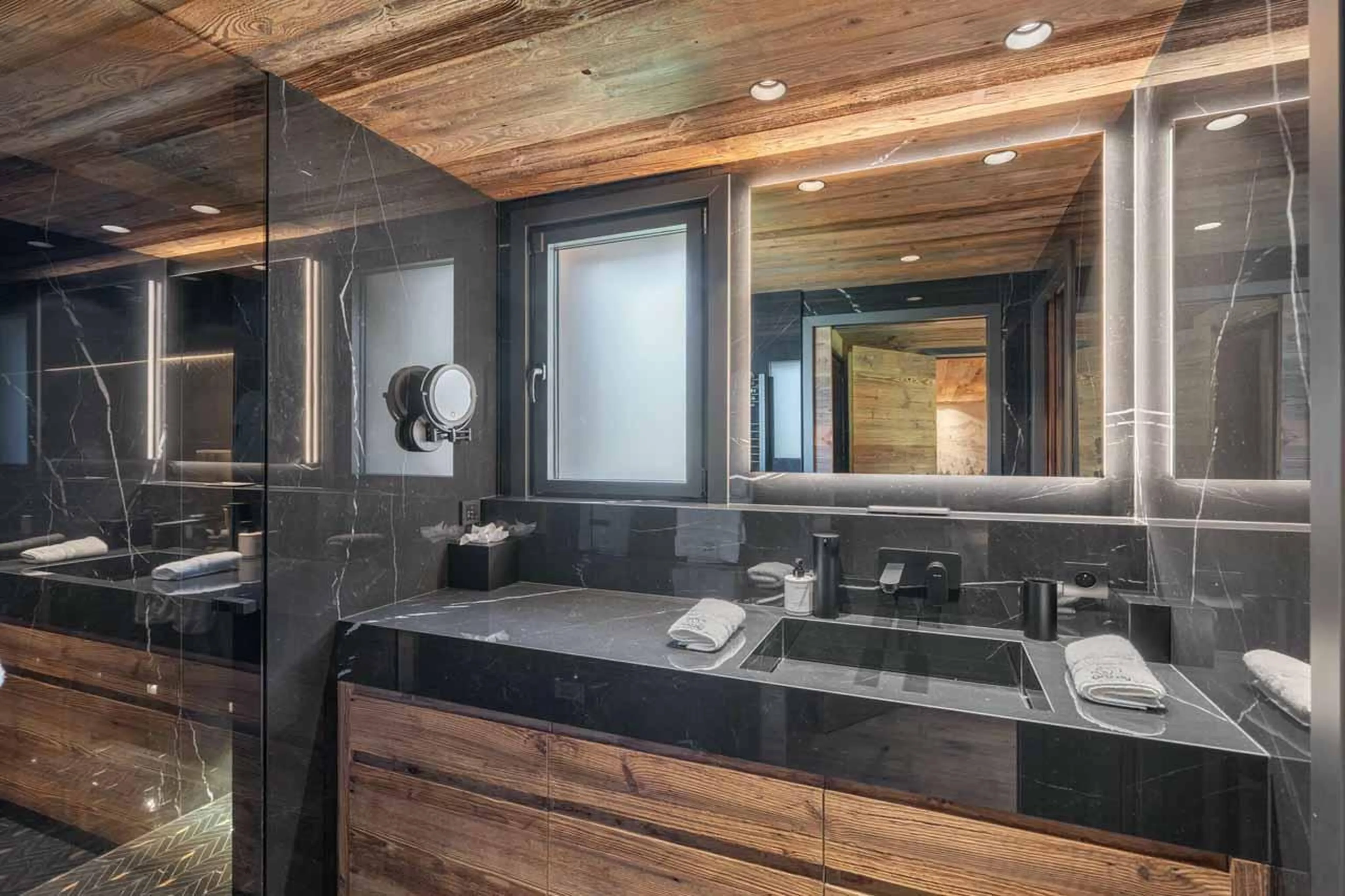Shower room basin in Chalet Grizzly, Megeve