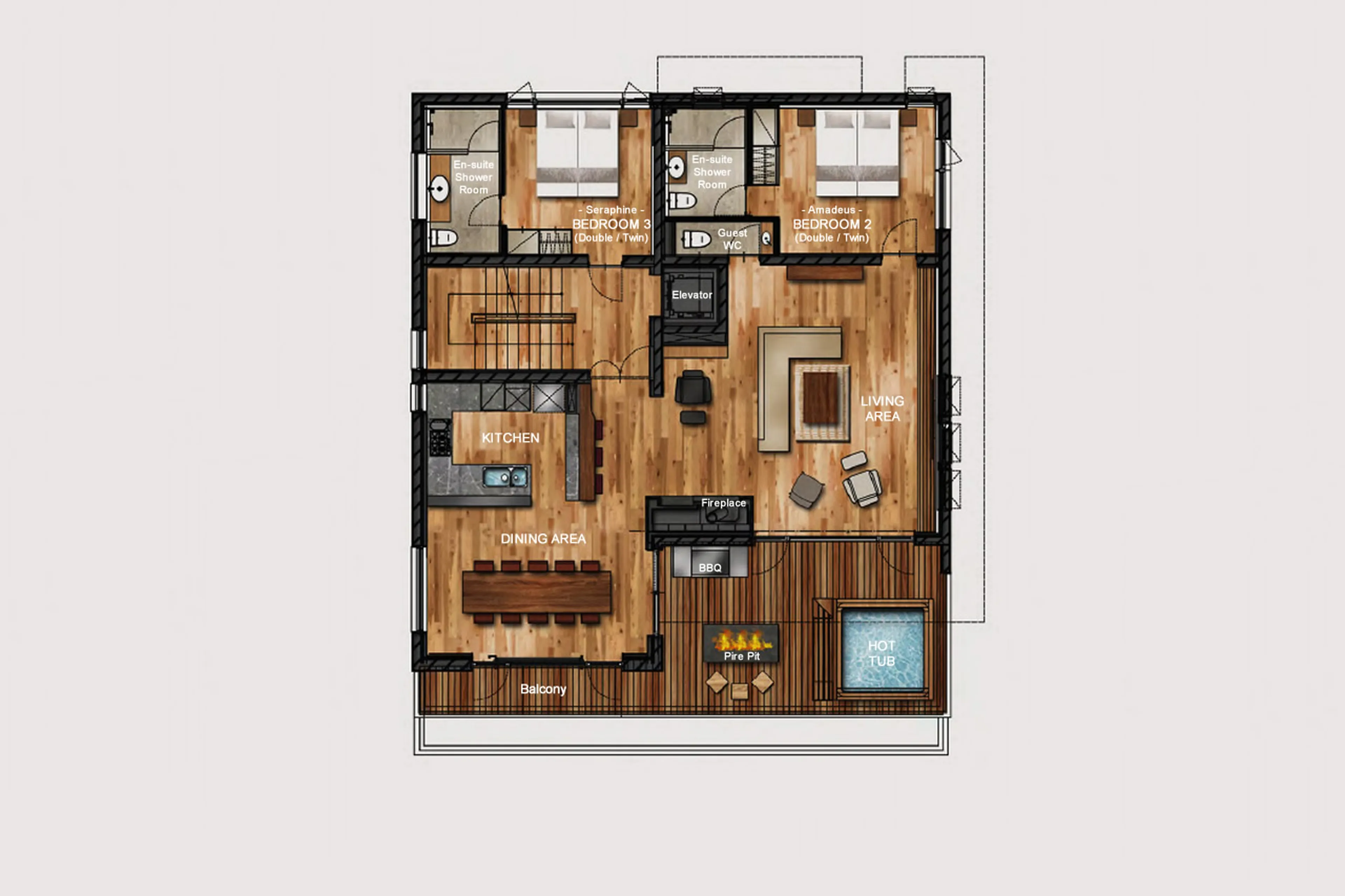 Level 2 floor plan of Hakuchozan in Niseko