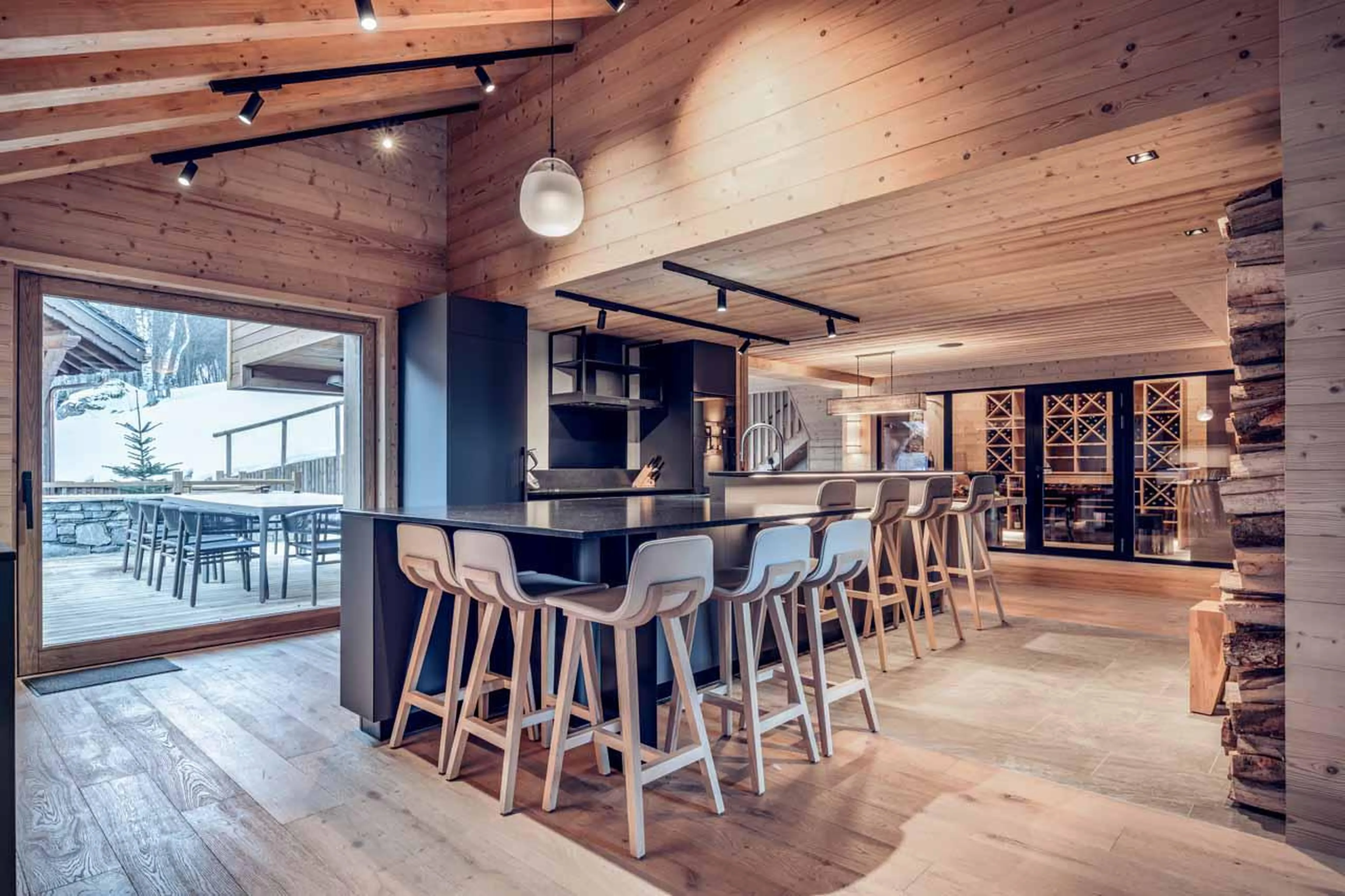 Spacious living area at Chalet Harmony in Meribel