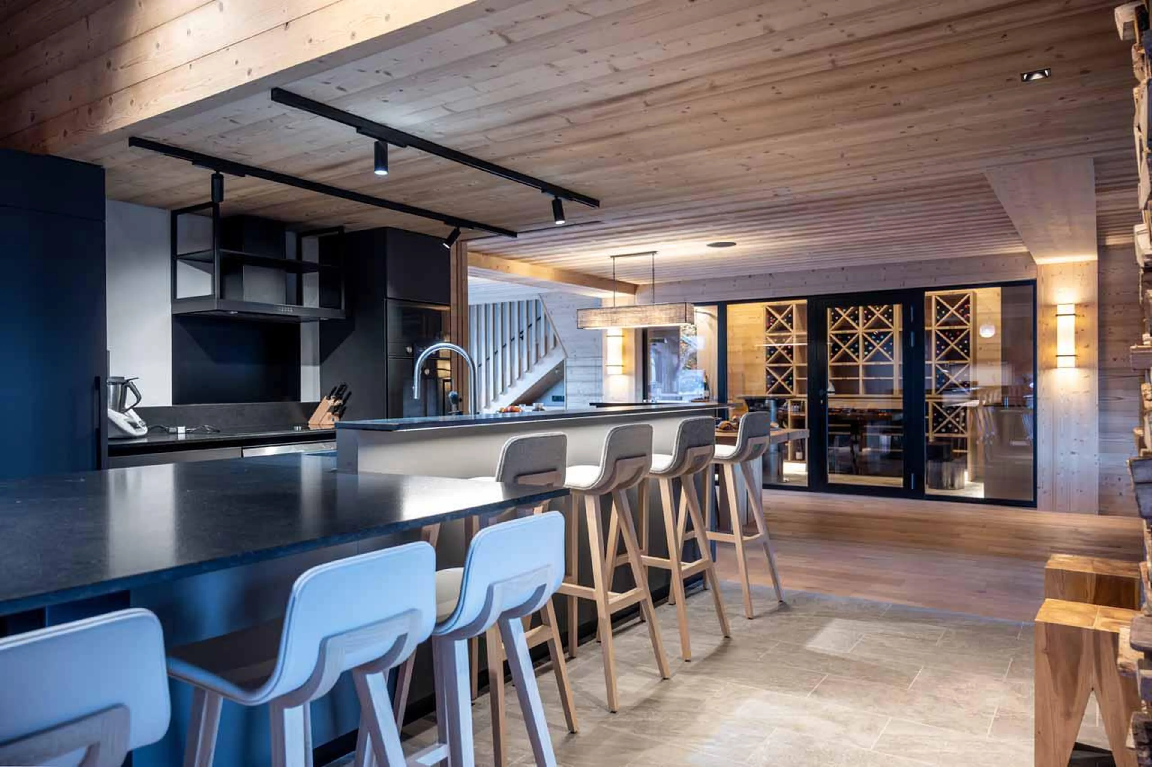 Open-plan kitchen at Chalet Harmony in Meribel