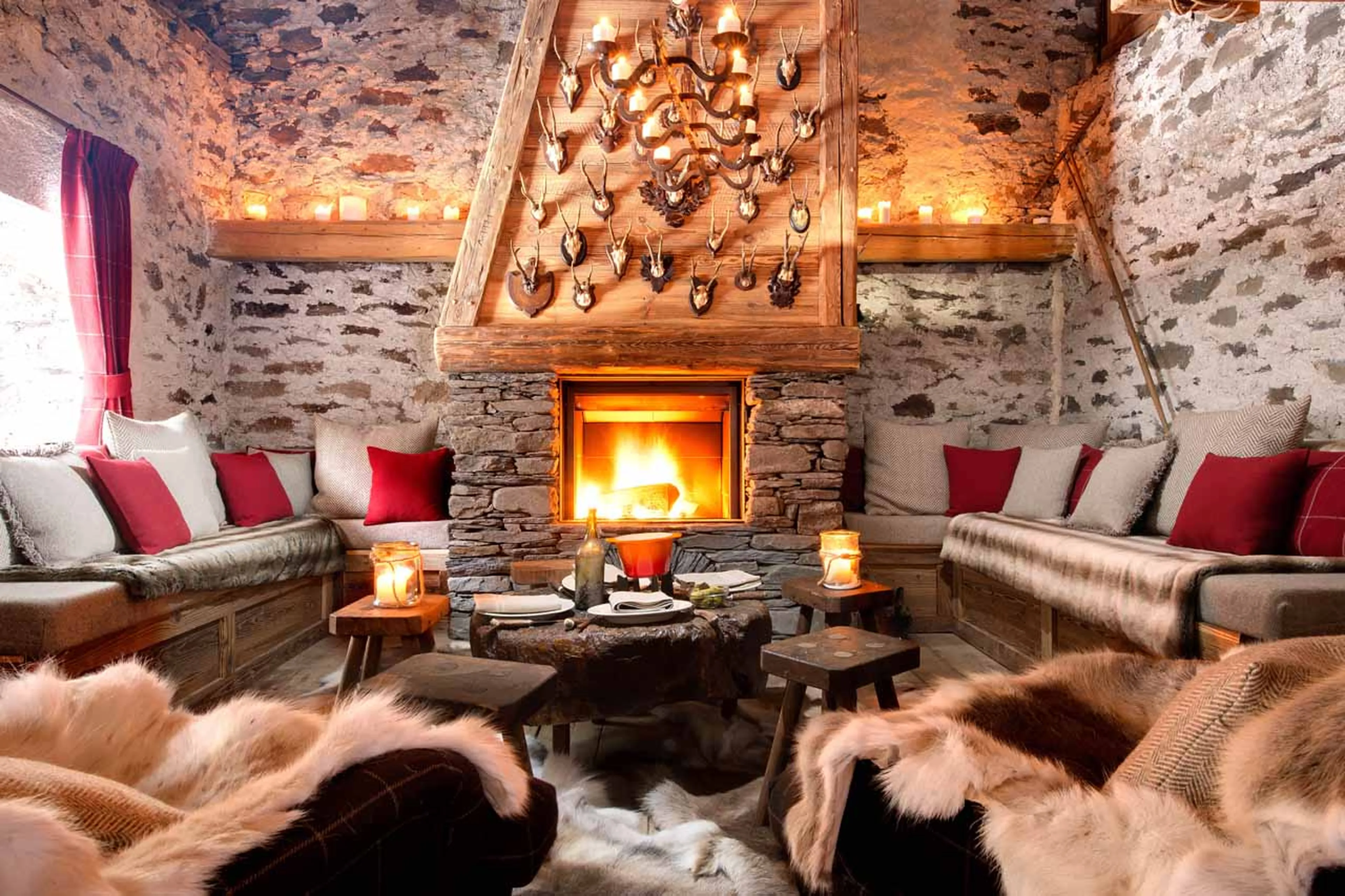 Cosy alpage lounge at Chalet Hibou in Le Miroir
