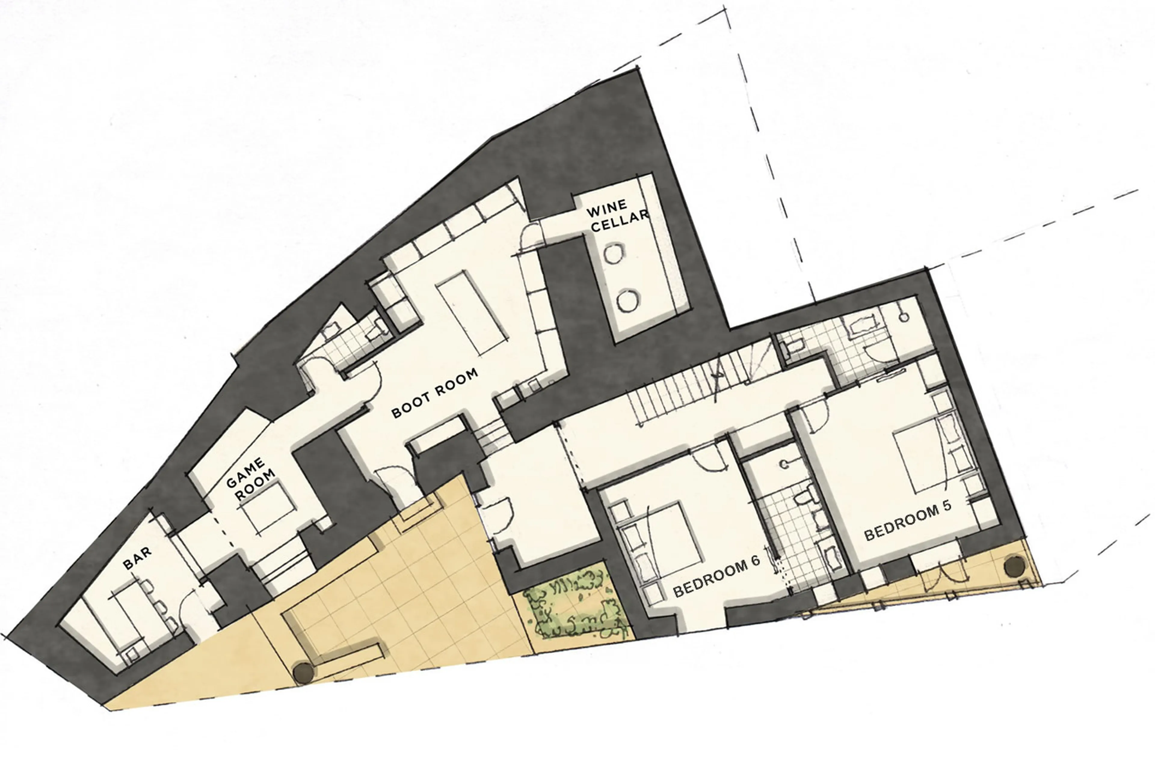 Level 1 floor plan of Chalet Hibou in Le Miroir