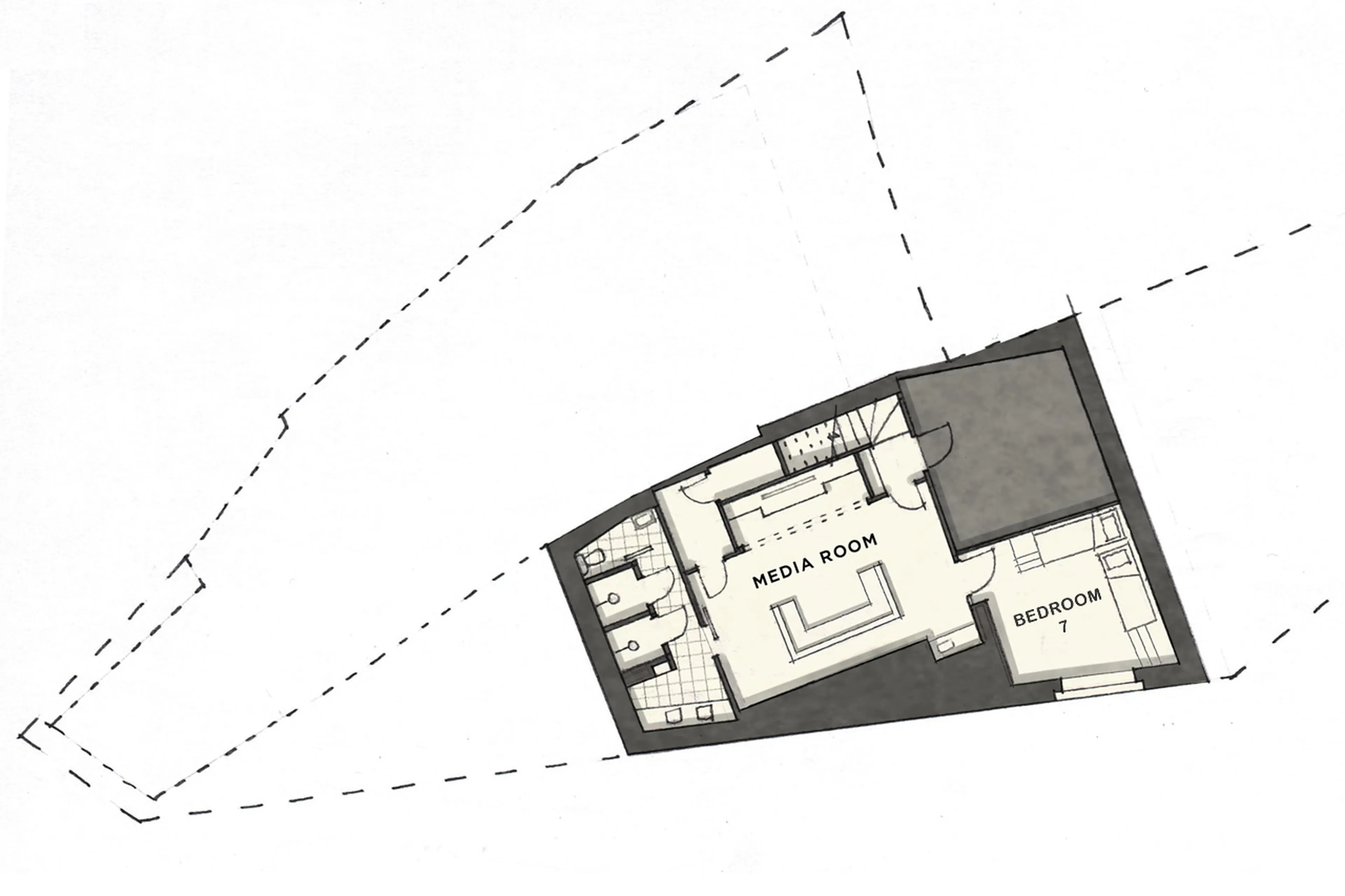 Level 0 floor plan of Chalet Hibou in Le Miroir