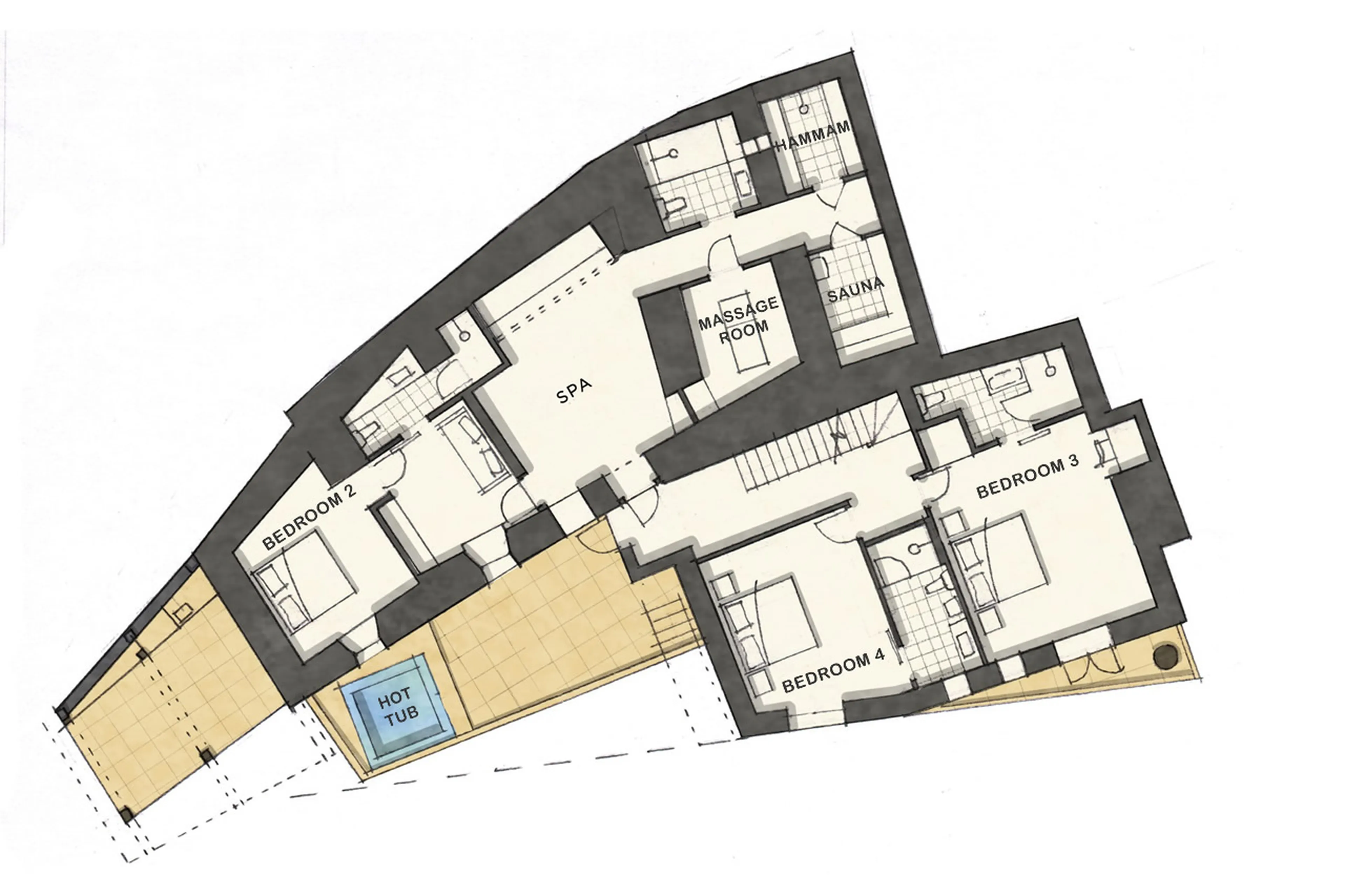 Level 2 floor plan of Chalet Hibou in Le Miroir