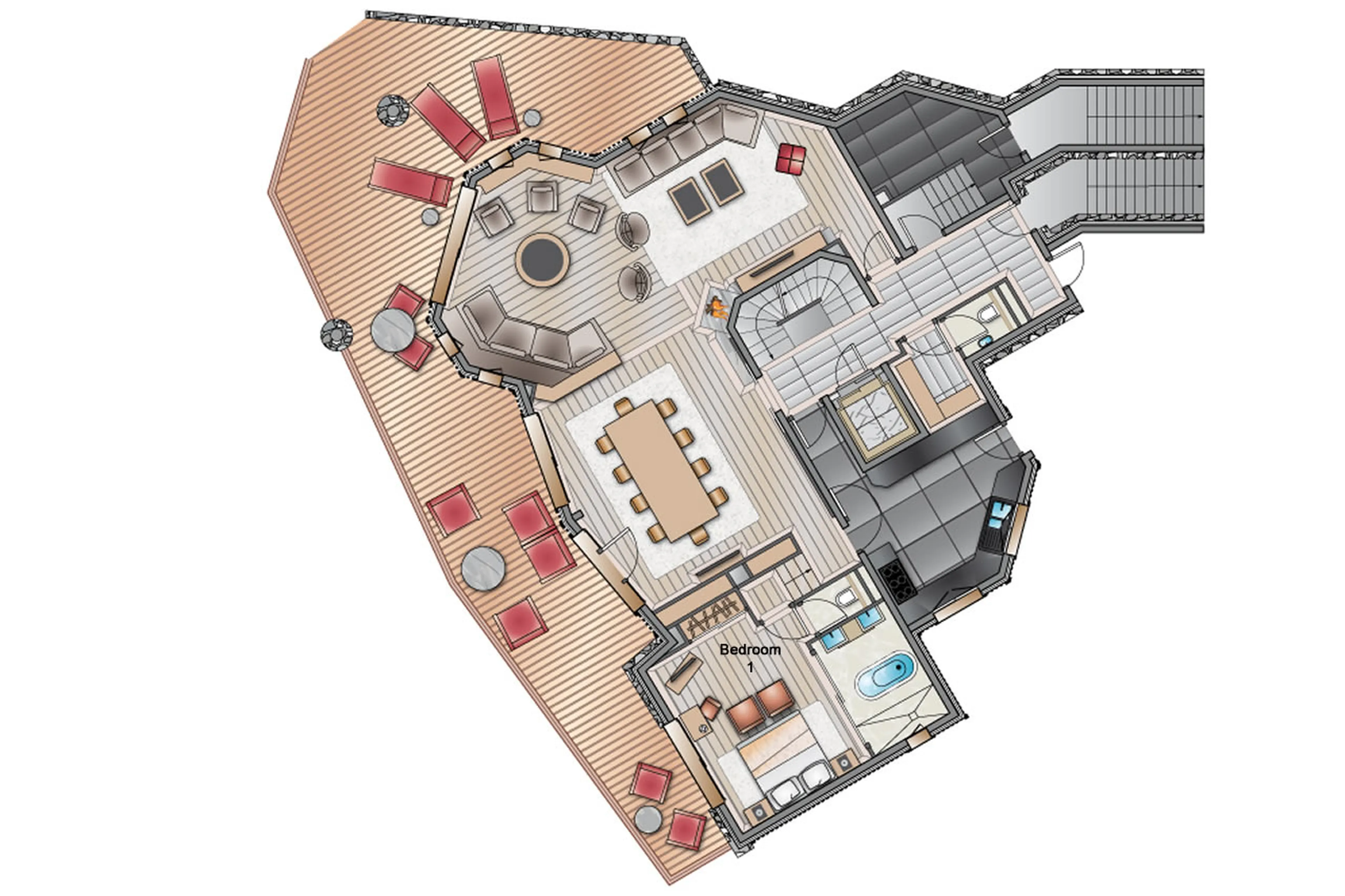 Level 0 floor plan of Chalet Hidden Peak in Courchevel 1850