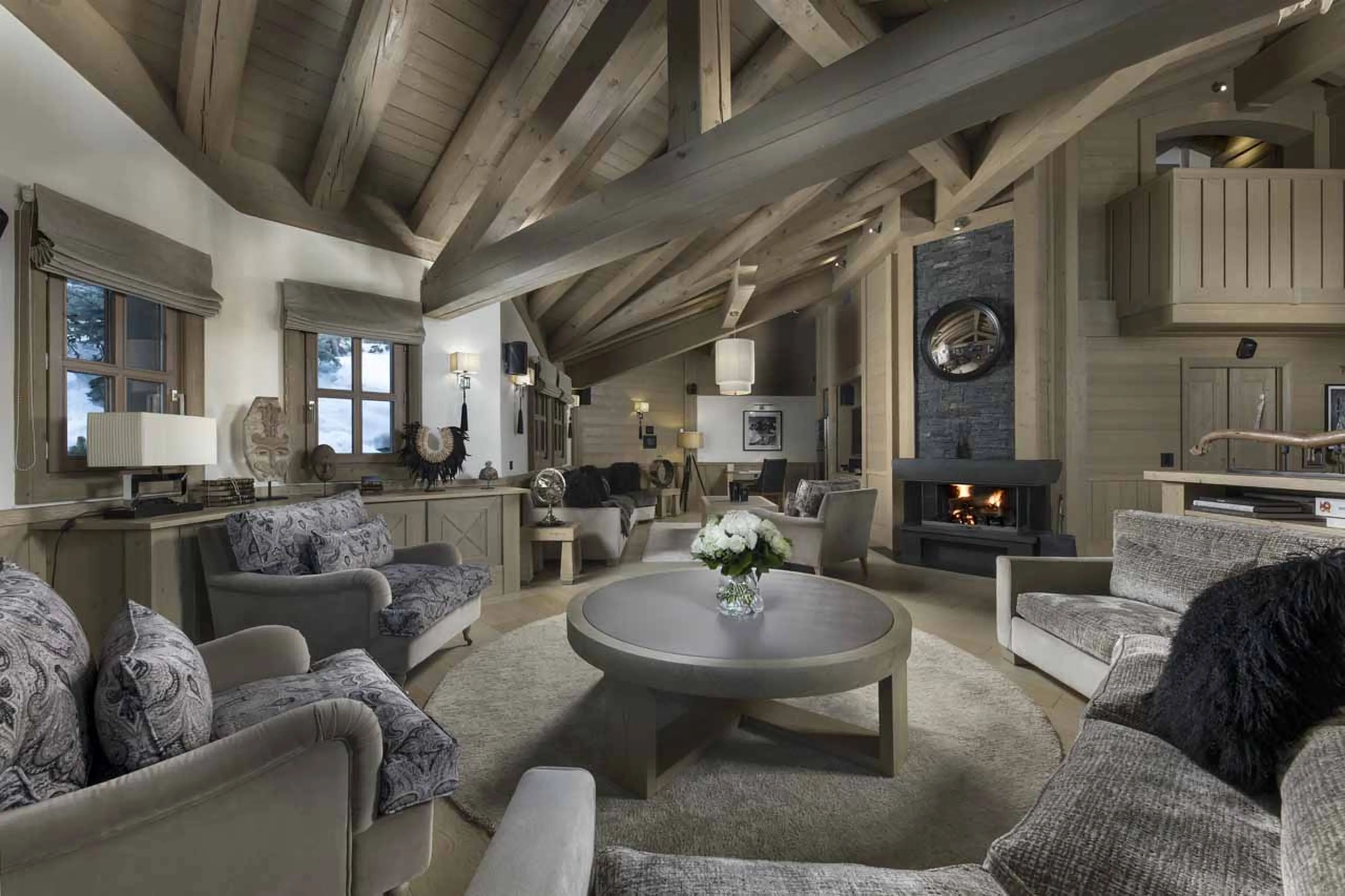 Two lounge areas at Chalet Hidden Peak in Courchevel 1850