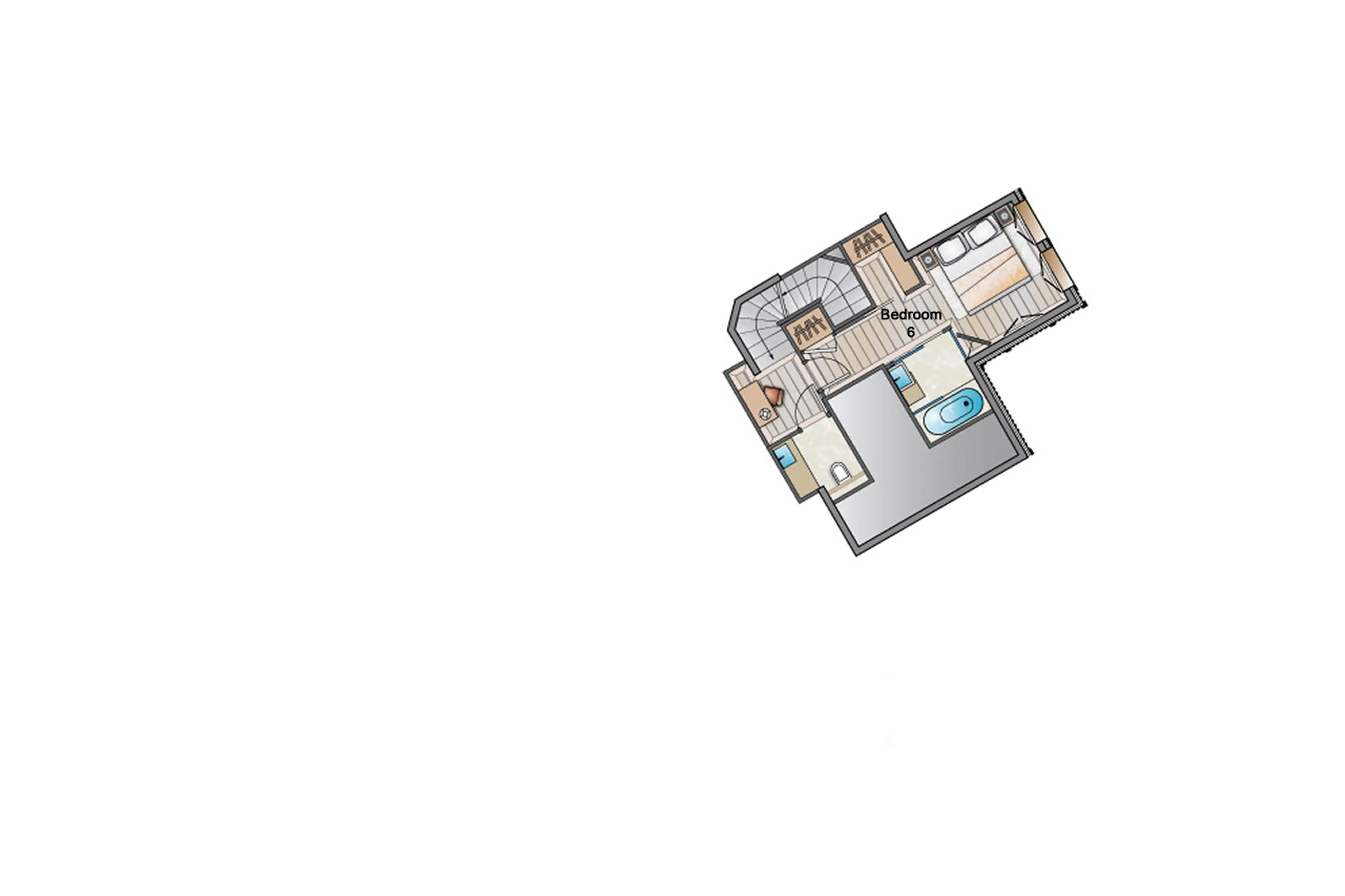 Mezzanine level floor plan of Chalet Hidden Peak in Courchevel 1850
