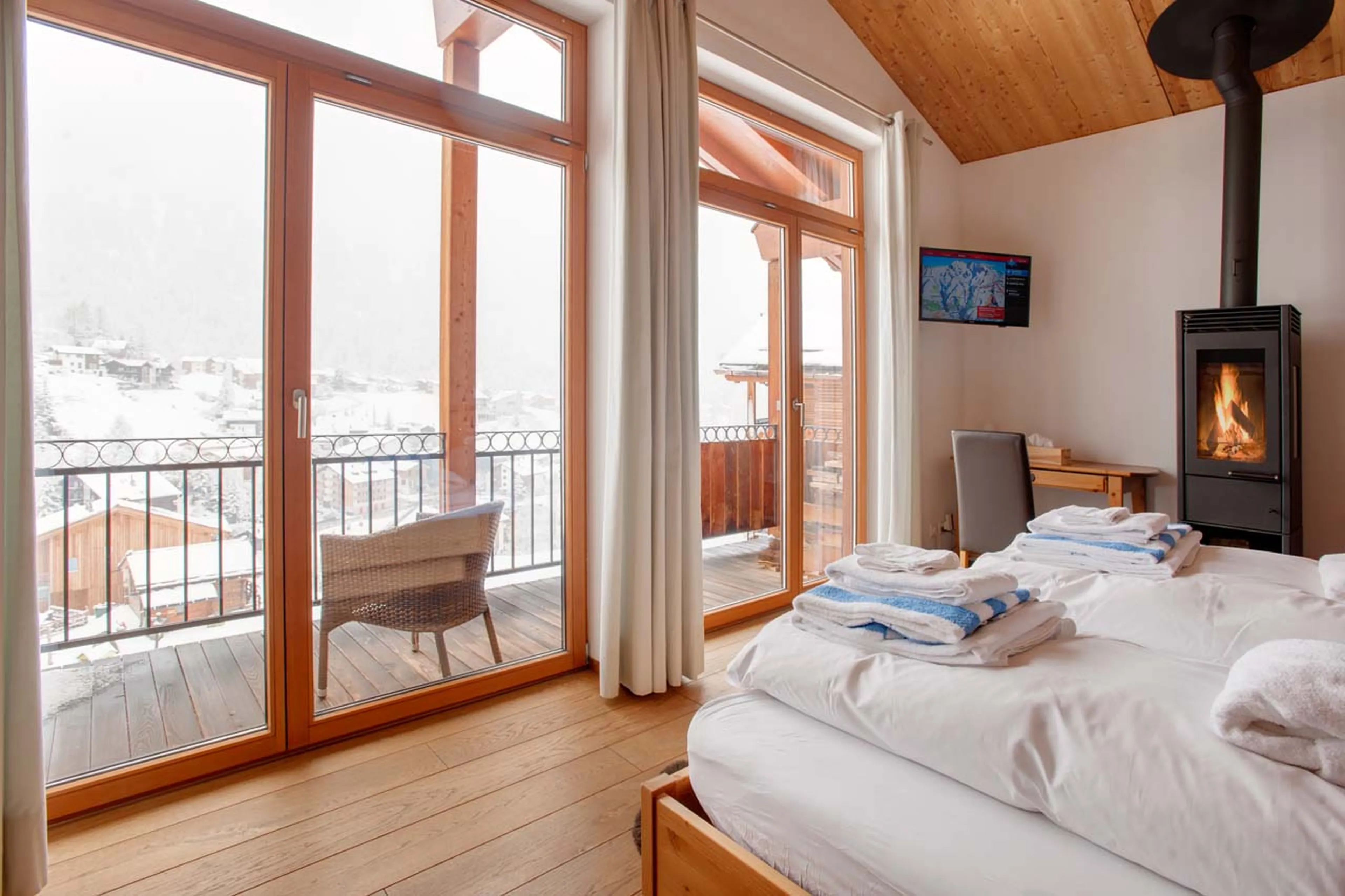 Bedroom three balcony at Chalet Ibron in Zermatt