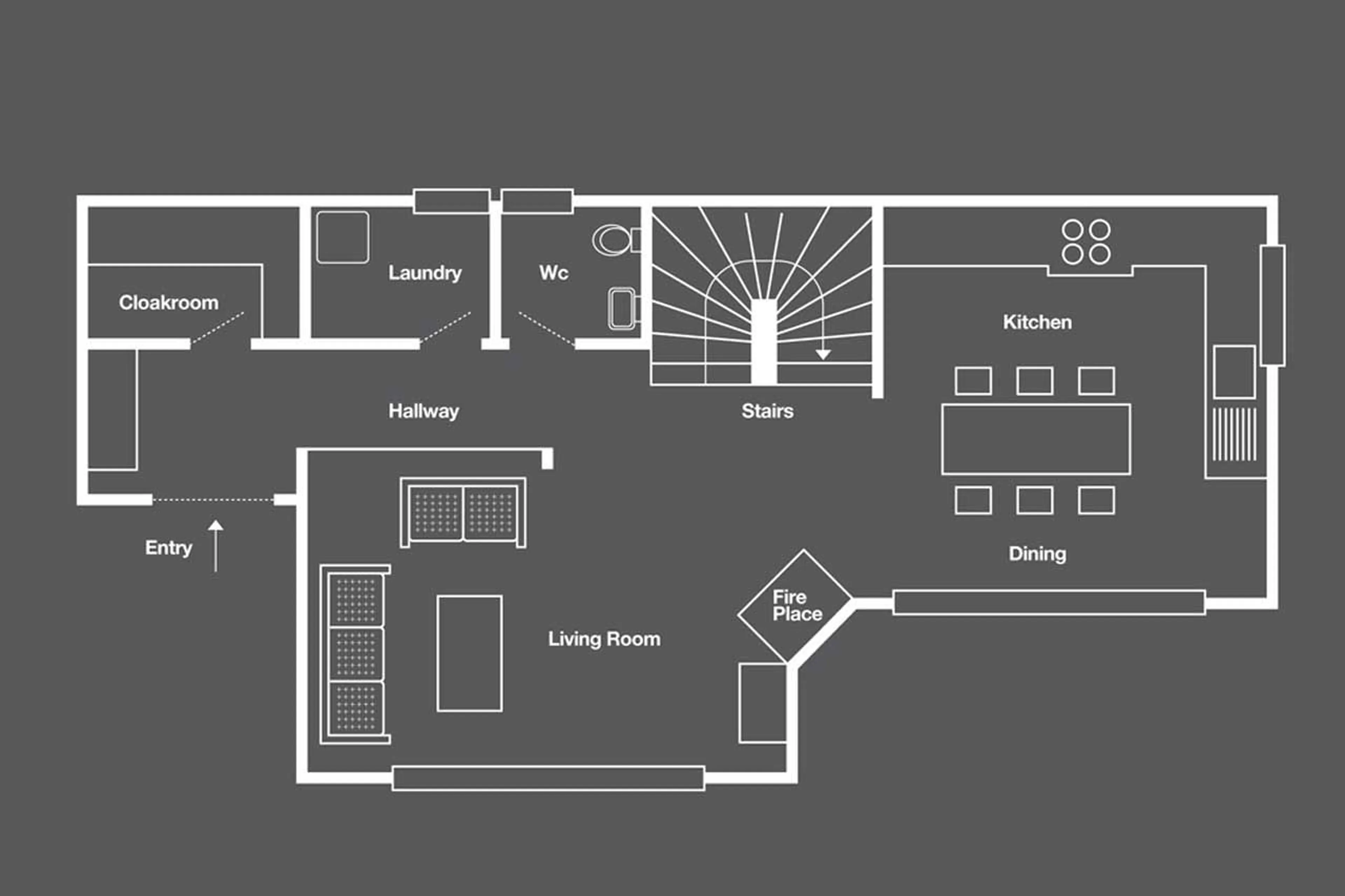Level 0 floor plan of Chalet Ibron in Zermatt