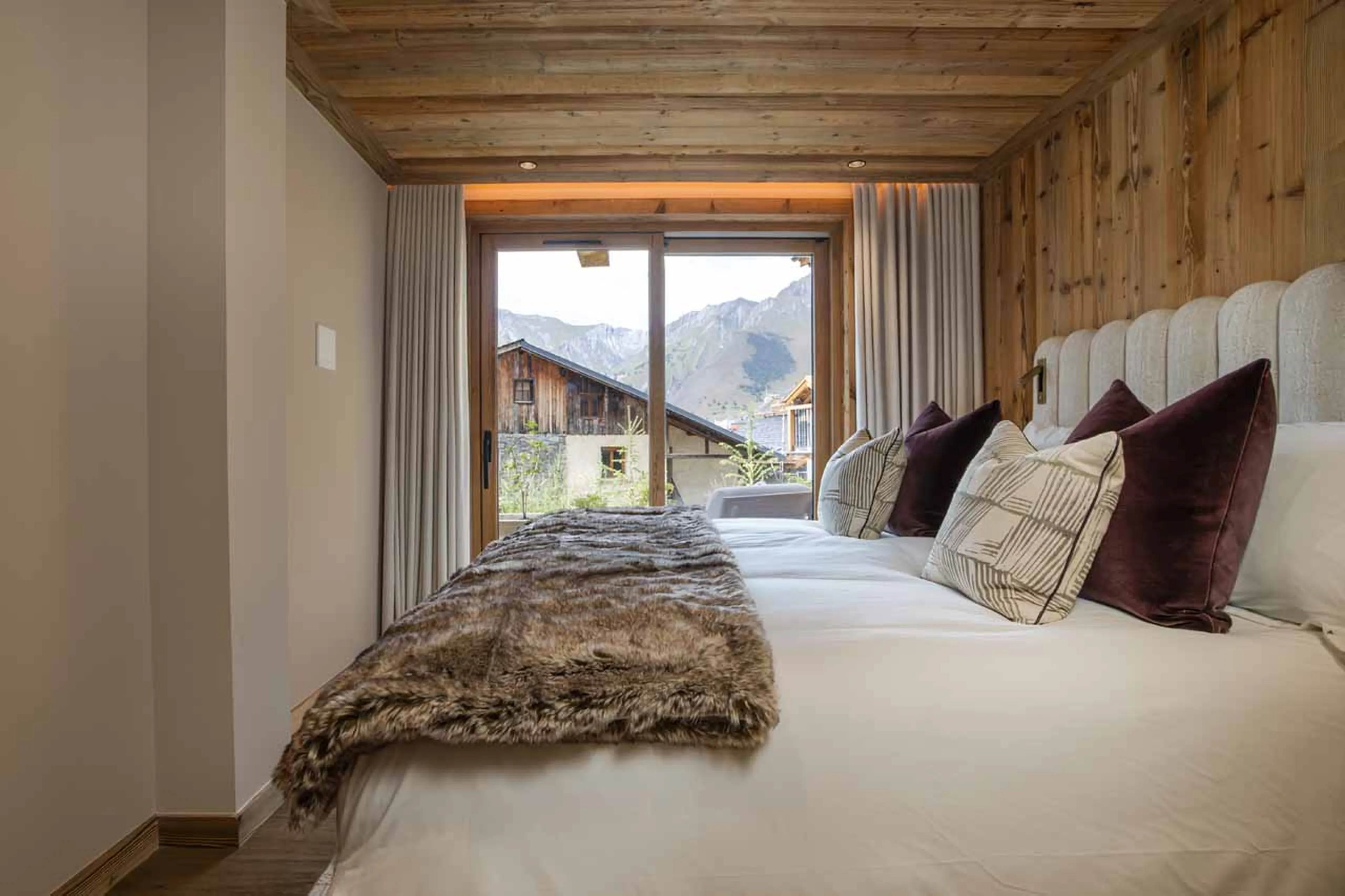 Bedroom 1 terrace access at Chalet Ilex in St Martin de Belleville