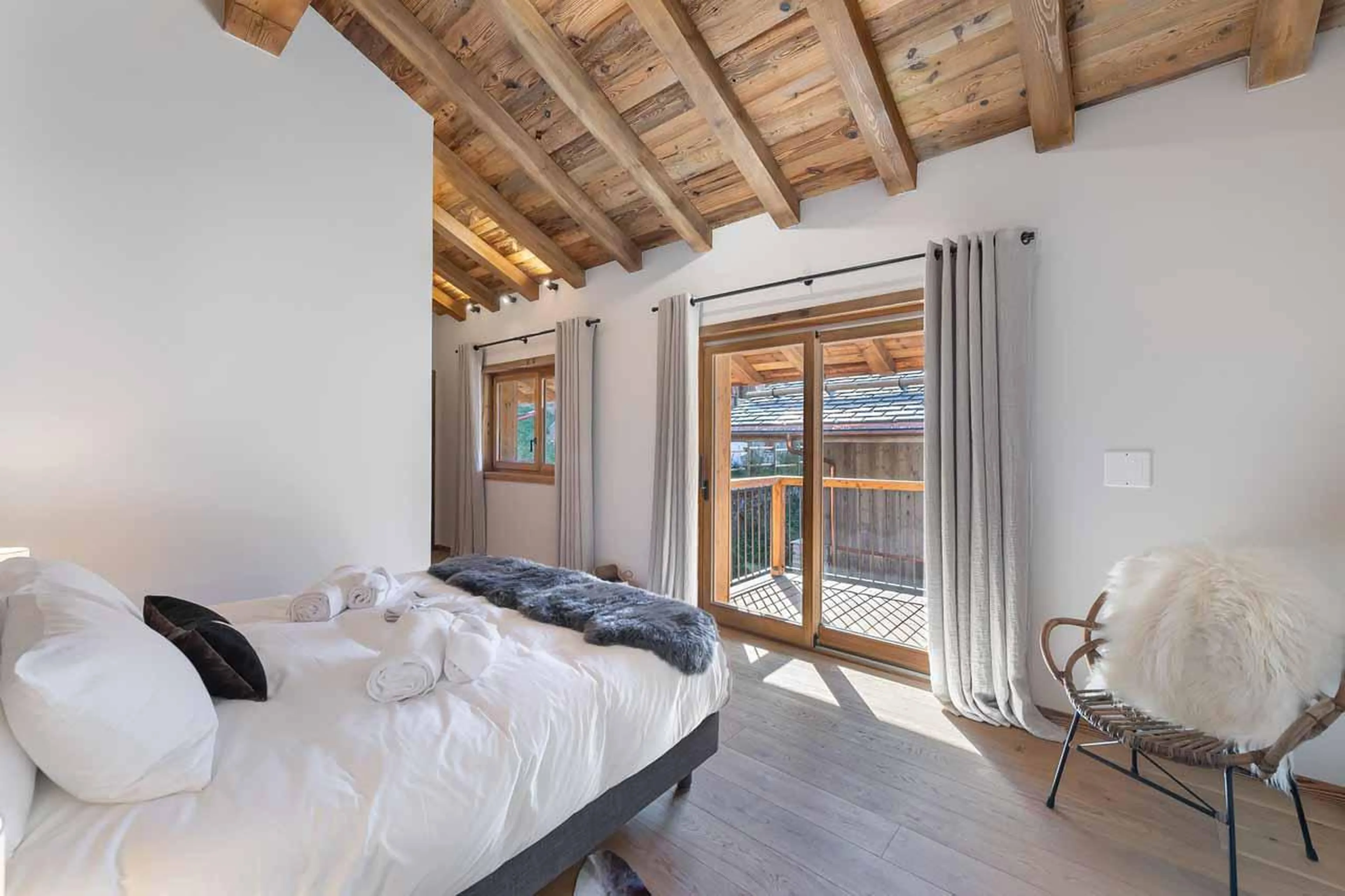 Bedroom one at Chalet Imladris in St Martin de Belleville