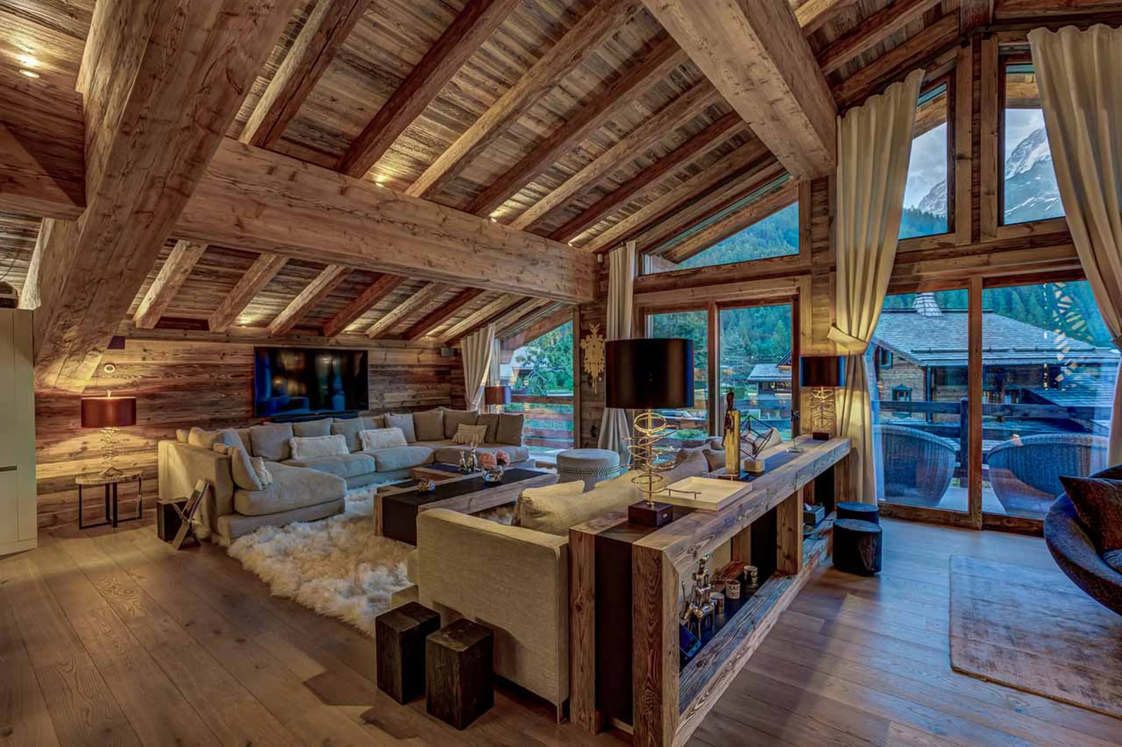 Spacious living room at Chalet Infinity in Chamonix