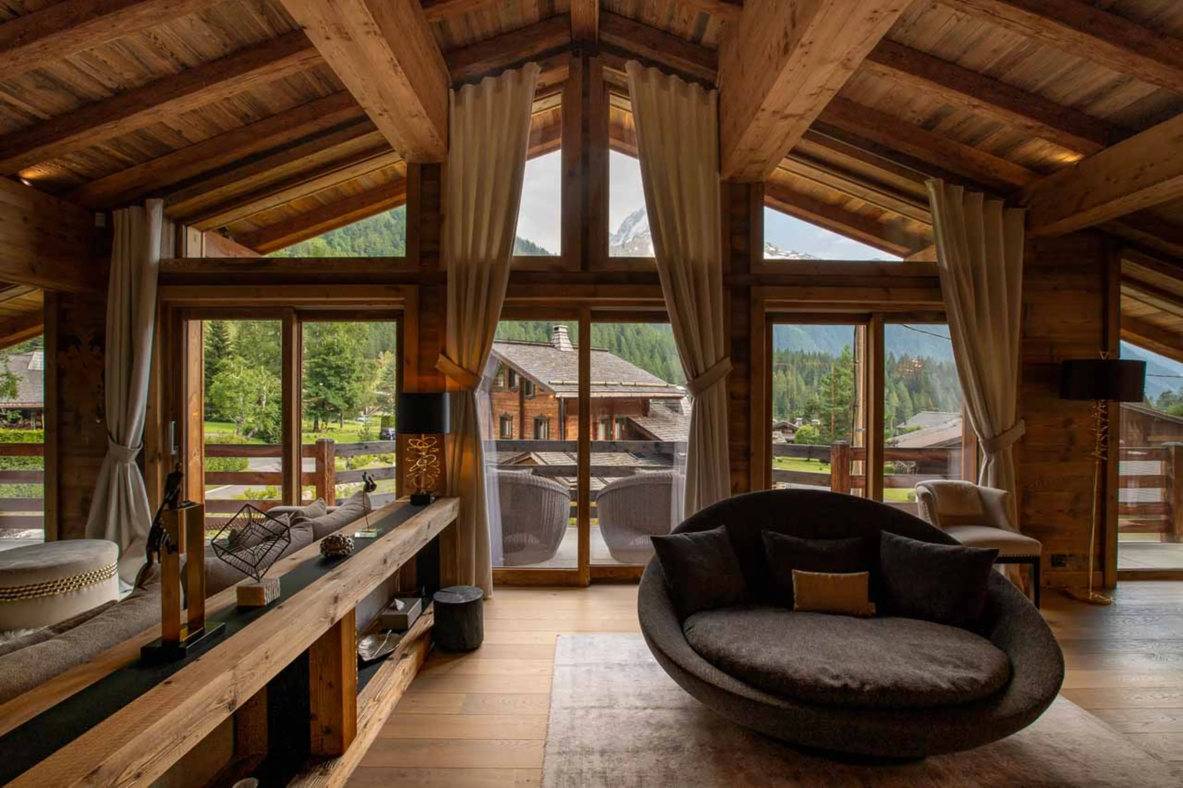 Comfortable seating in living room at Chalet Infinity in Chamonix