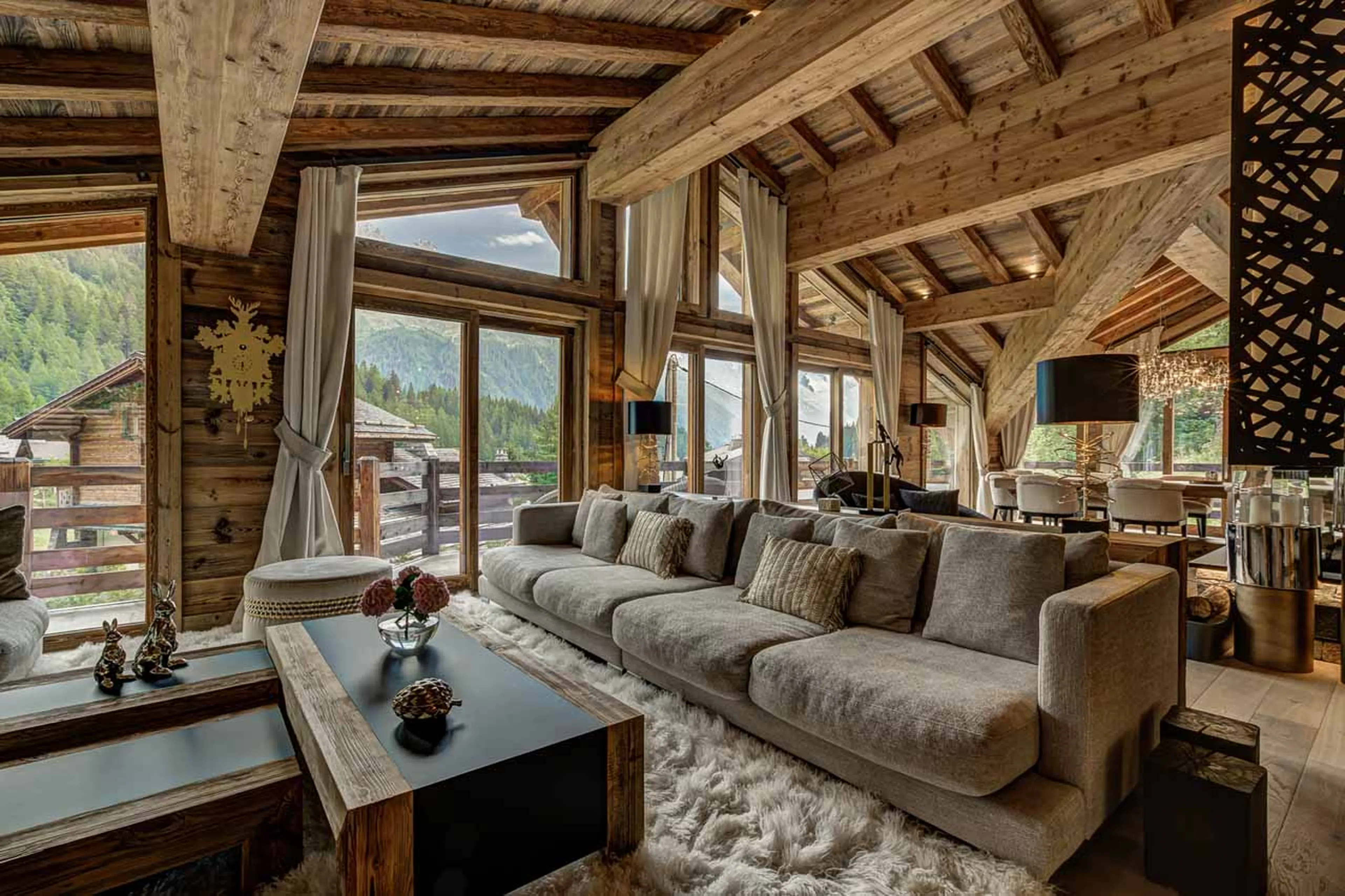 Living area at Chalet Infinity in Chamonix