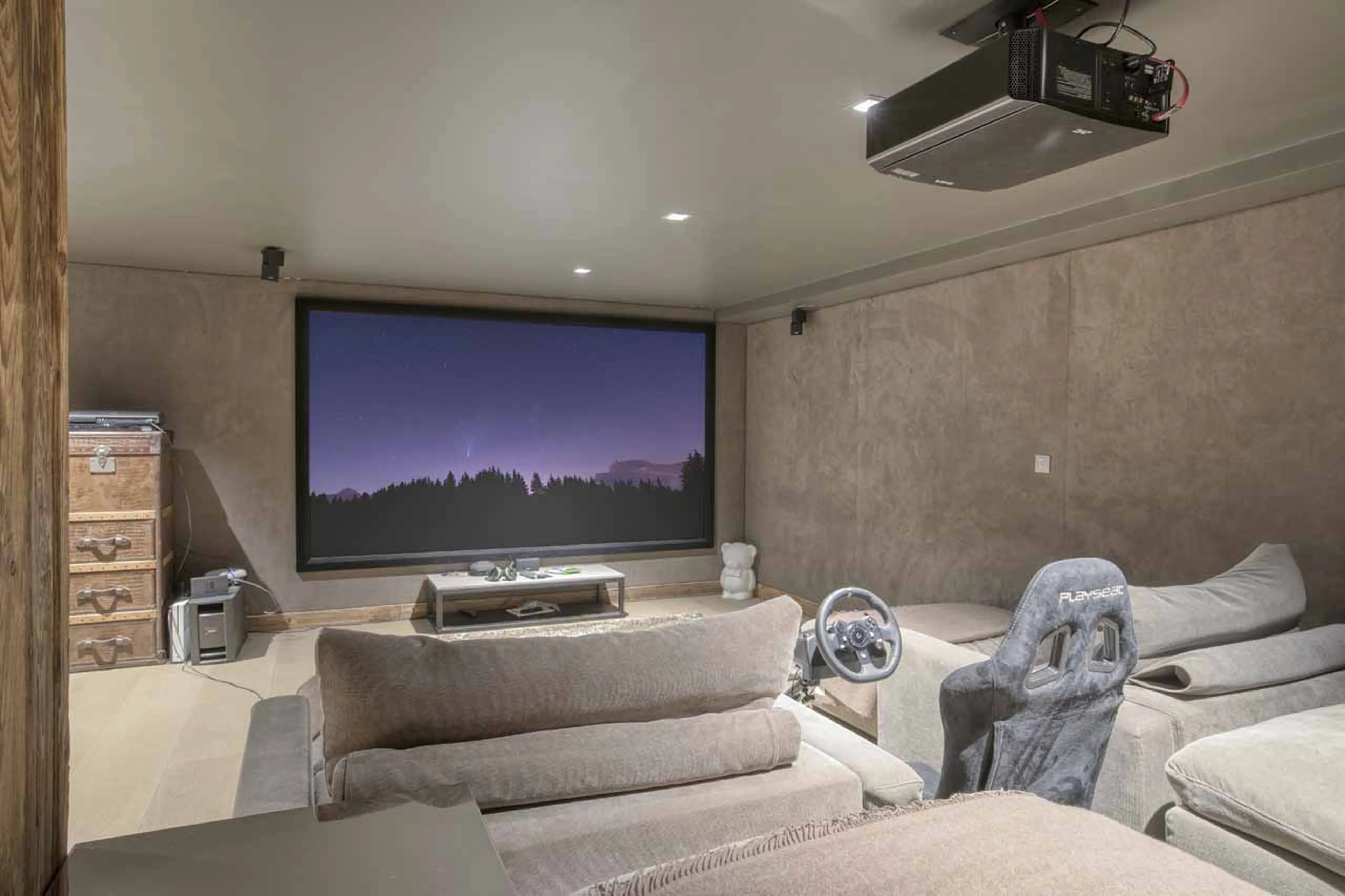 Cinema screen at Chalet Infinity in Megeve