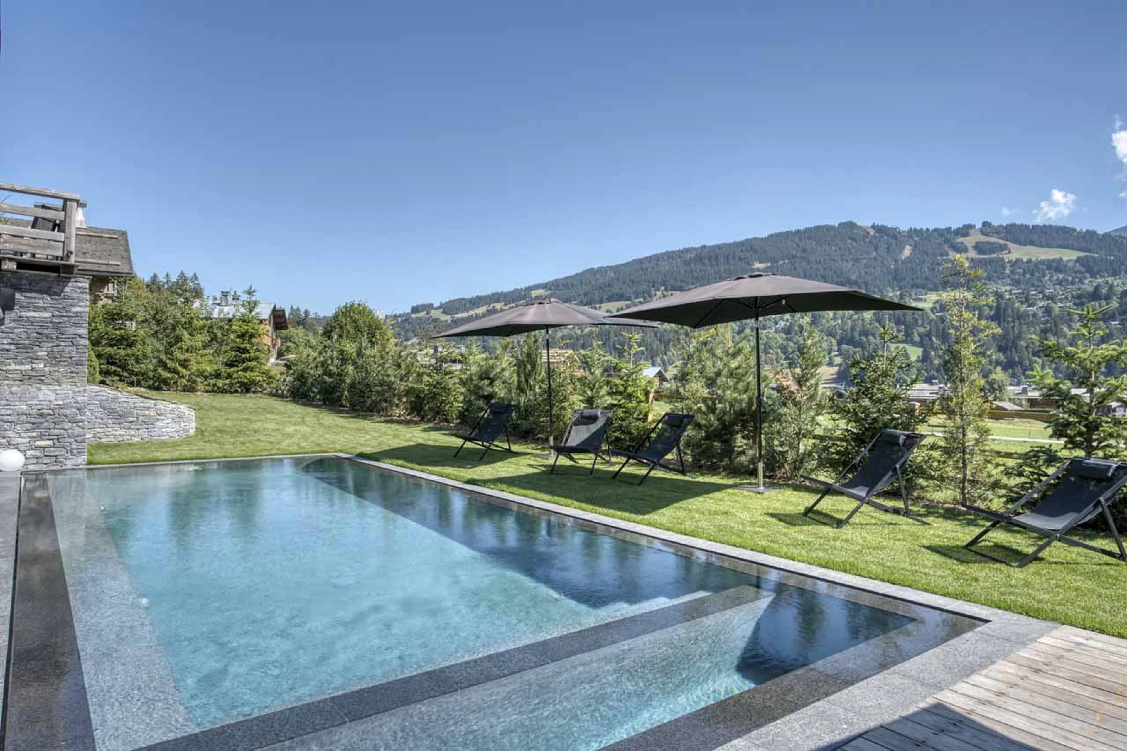 Outdoor pool view at Chalet Infinity in Megeve