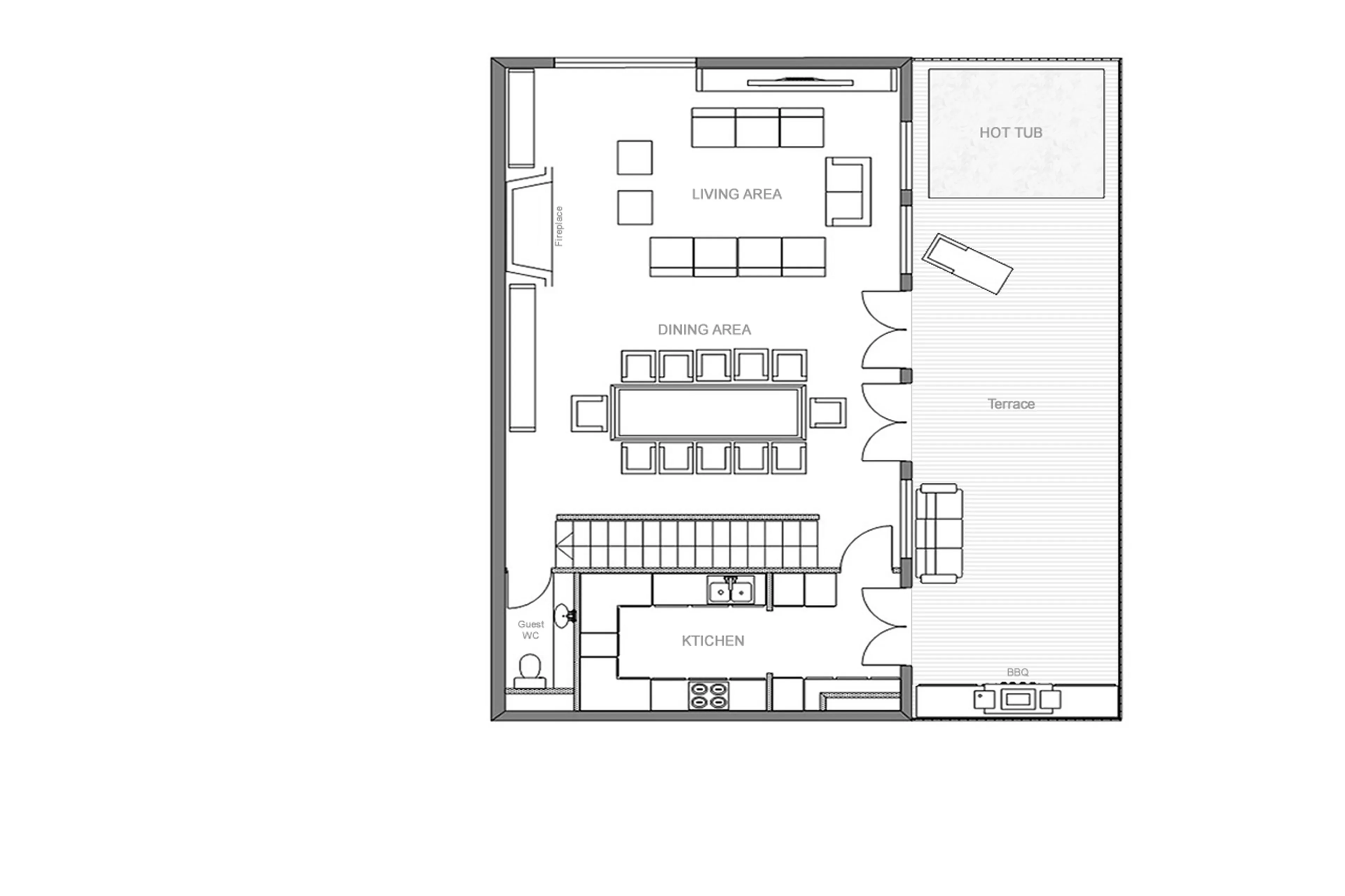 First floor plan of Chalet Inoko in Val d'Isere