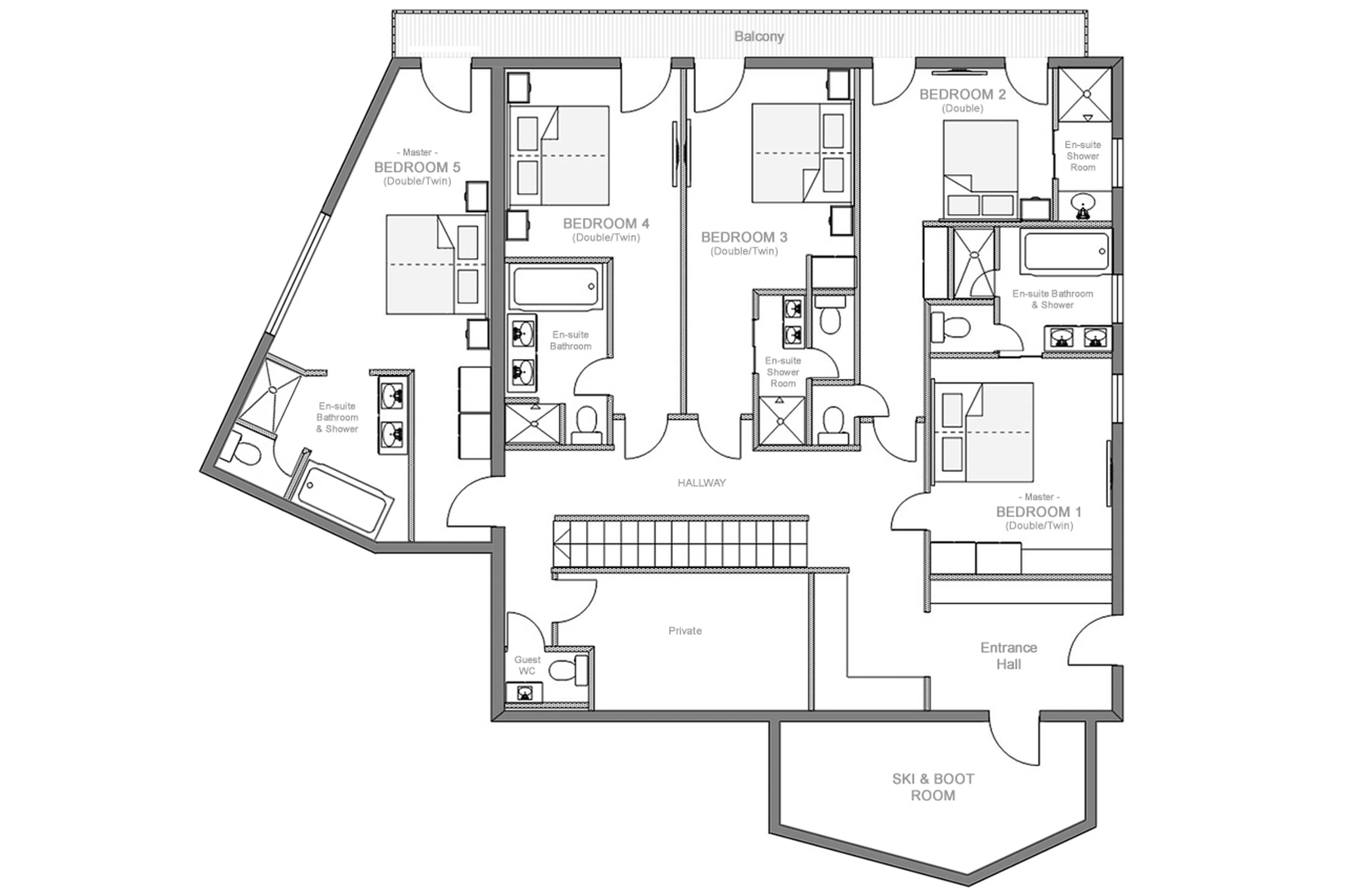 Ground floor plan of Chalet Inoko in Val d'Isere