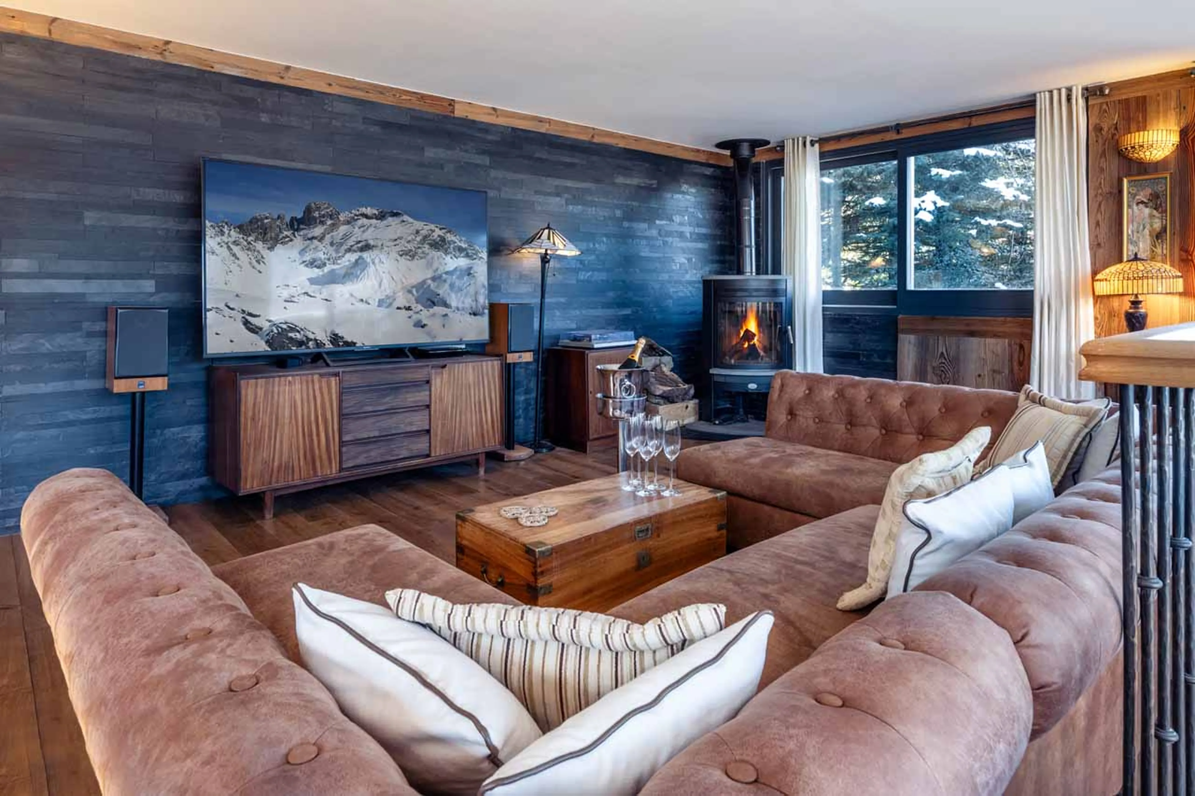Living area TV at Chalet Iona in Meribel