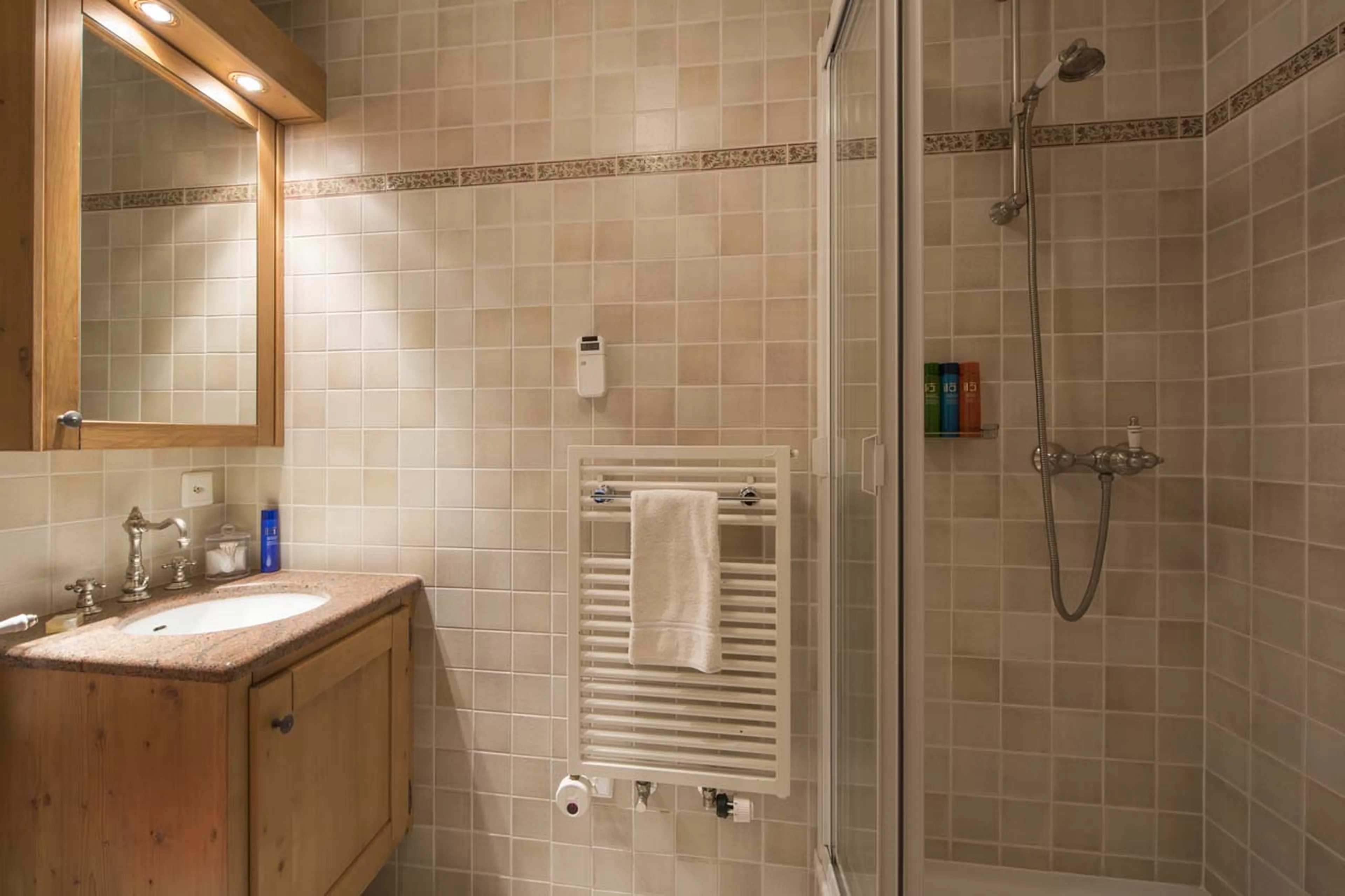 En-suite shower room in Chalet Ivouette in Verbier