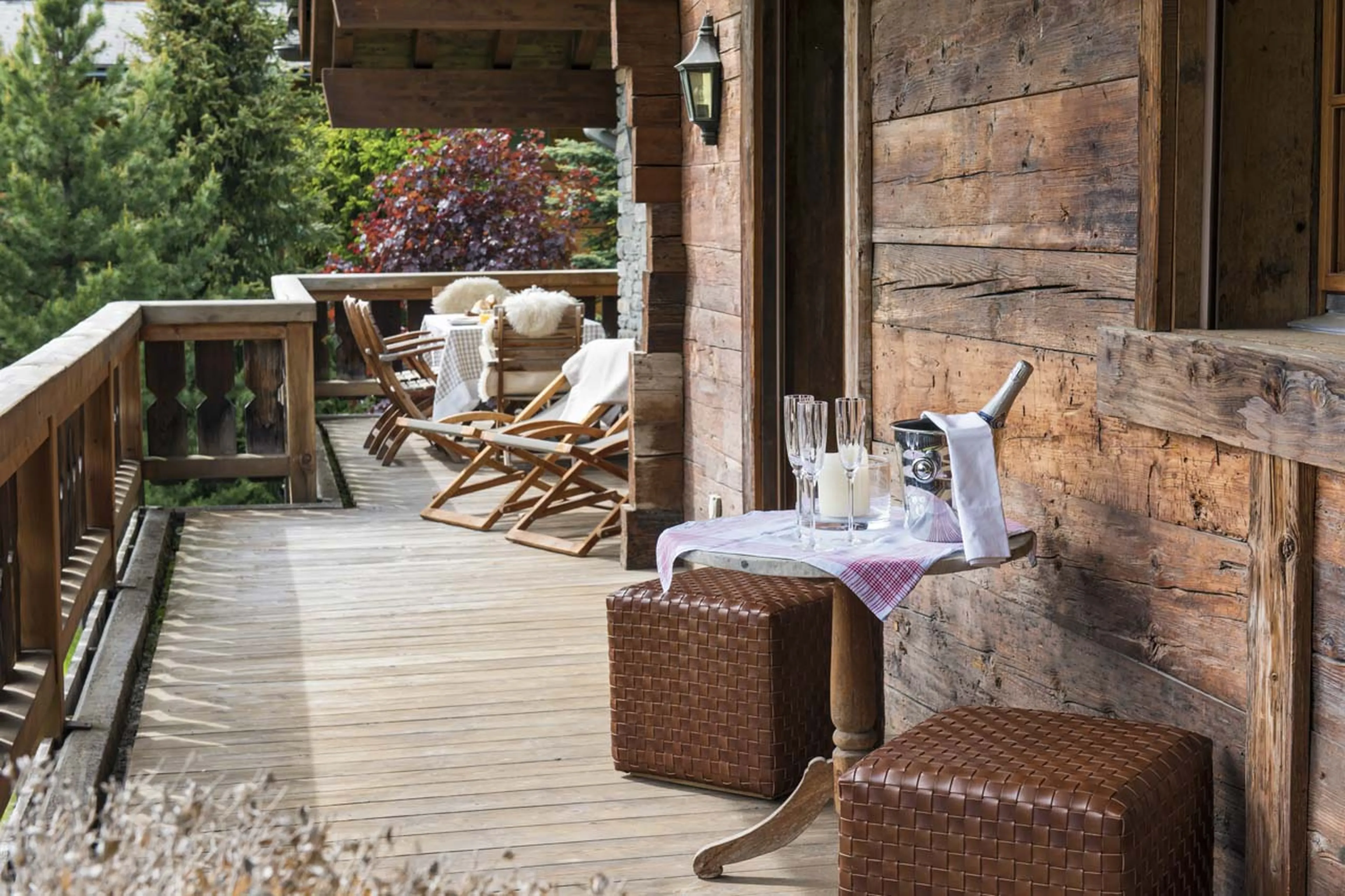 First floor terrace for aperitifs at Chalet Ivouette in Verbier