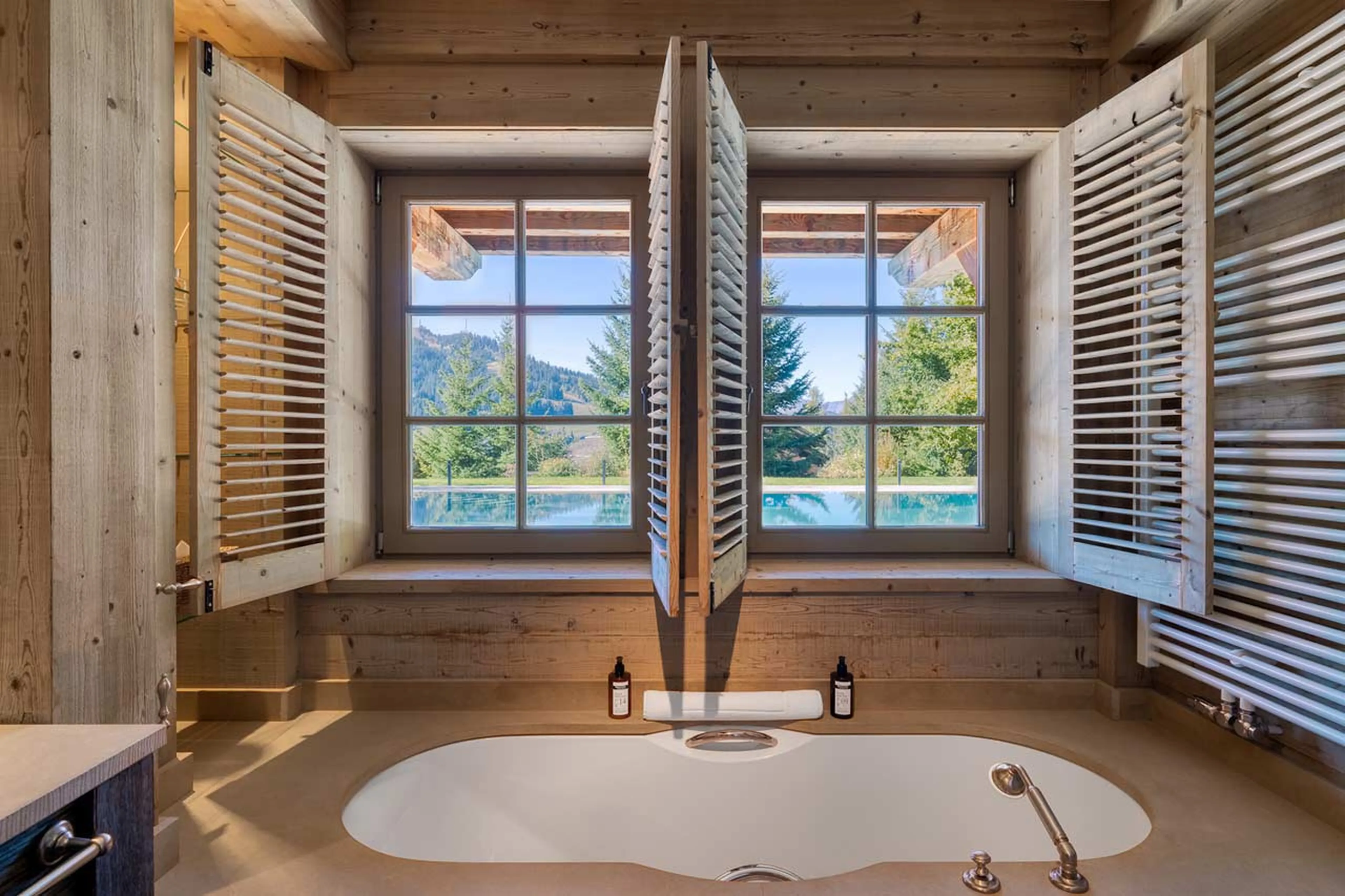 View from bathtub in Chalet Izoard in Megeve