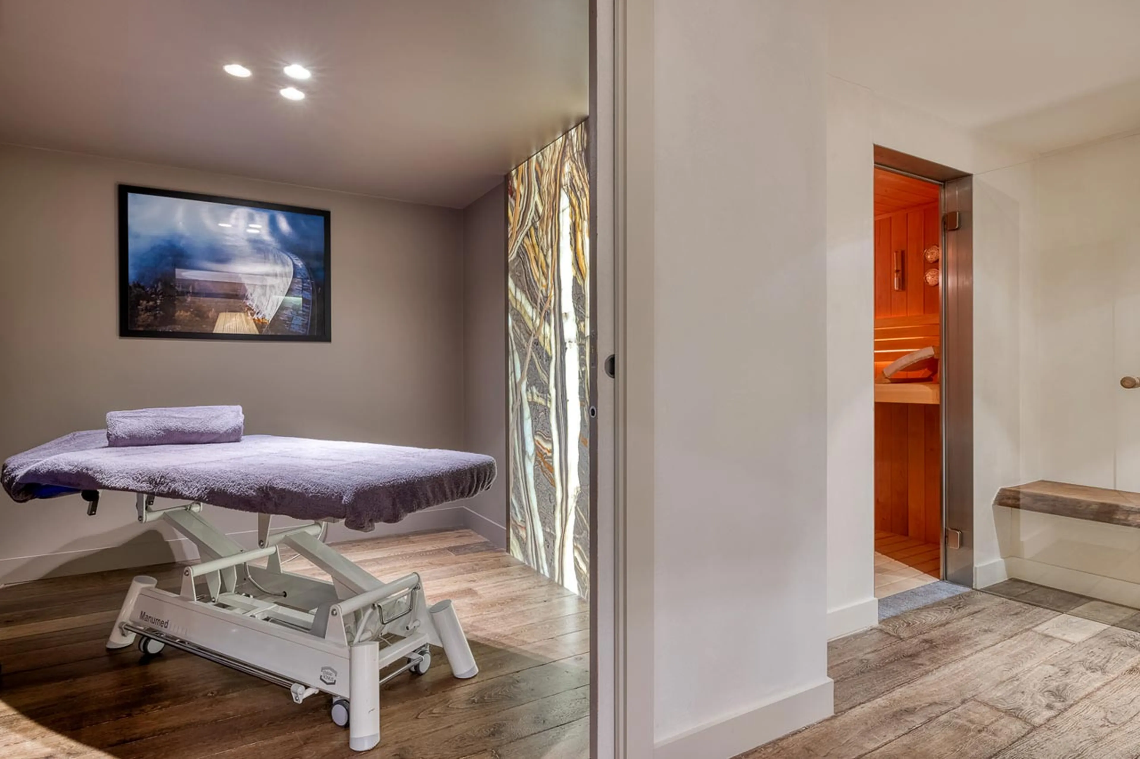 Massage room and sauna at Chalet Izoard in Megeve