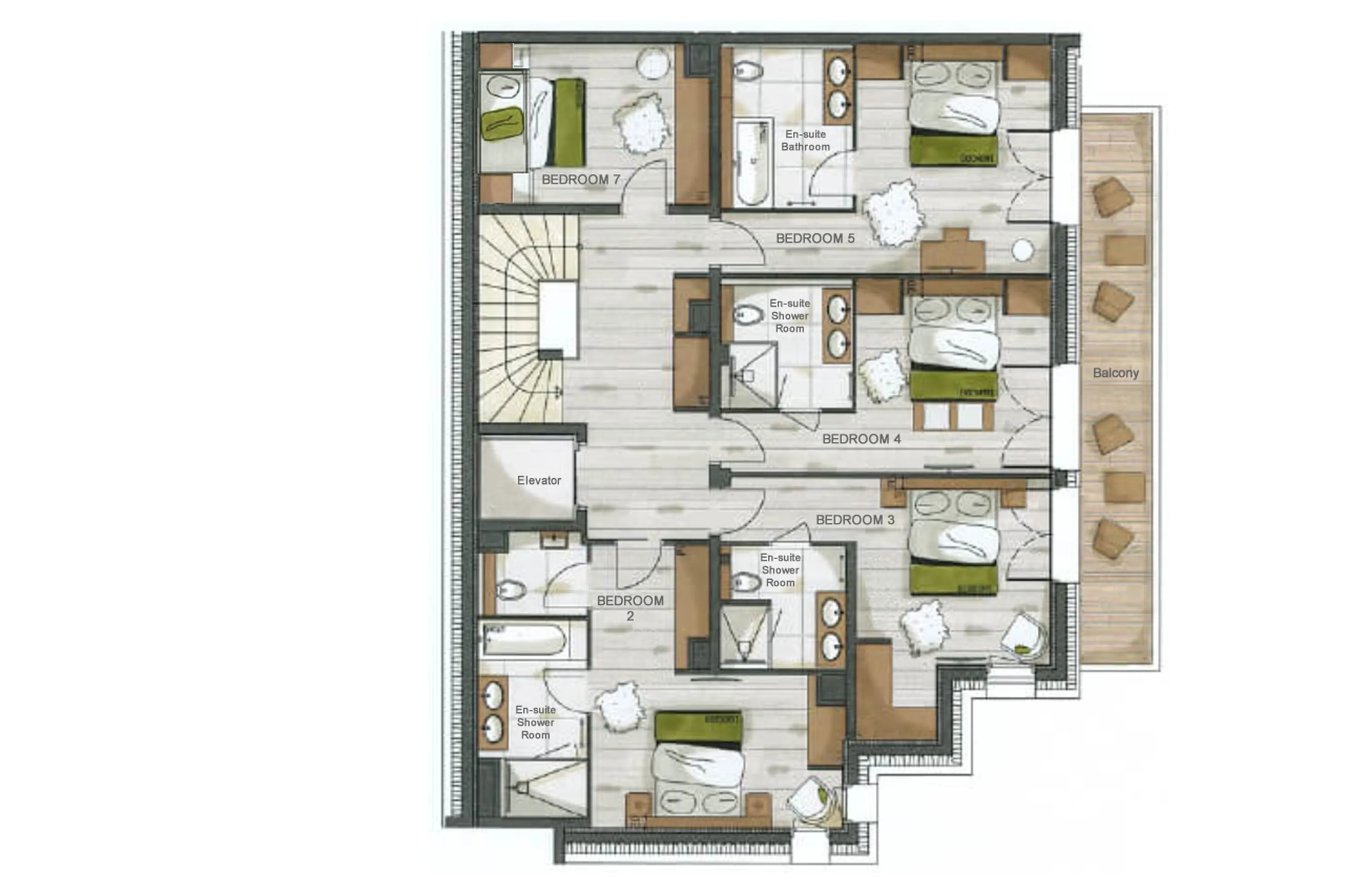 Level 1 floor plan of Chalet J in Meribel