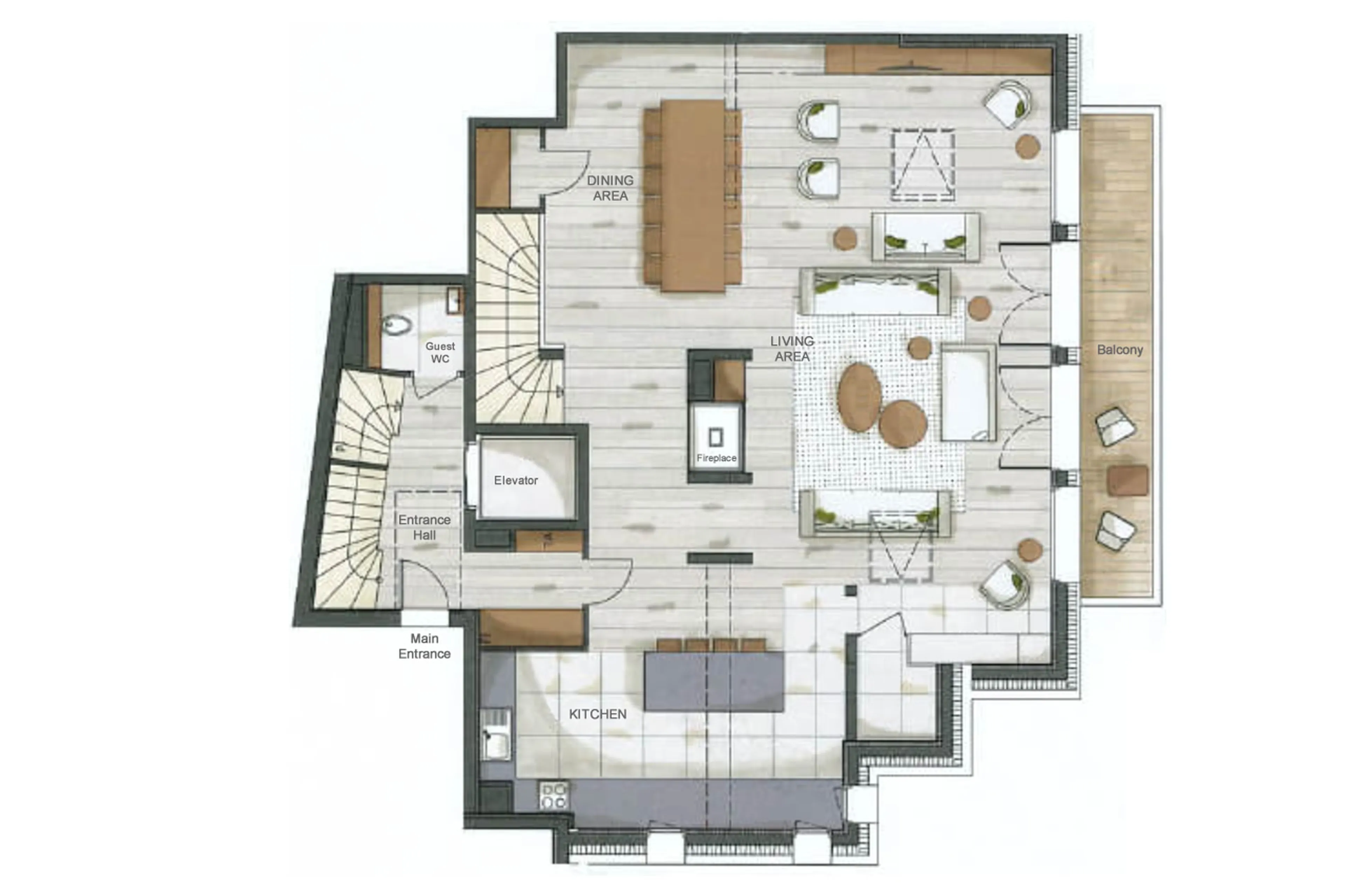 Level 2 floor plan of Chalet J in Meribel