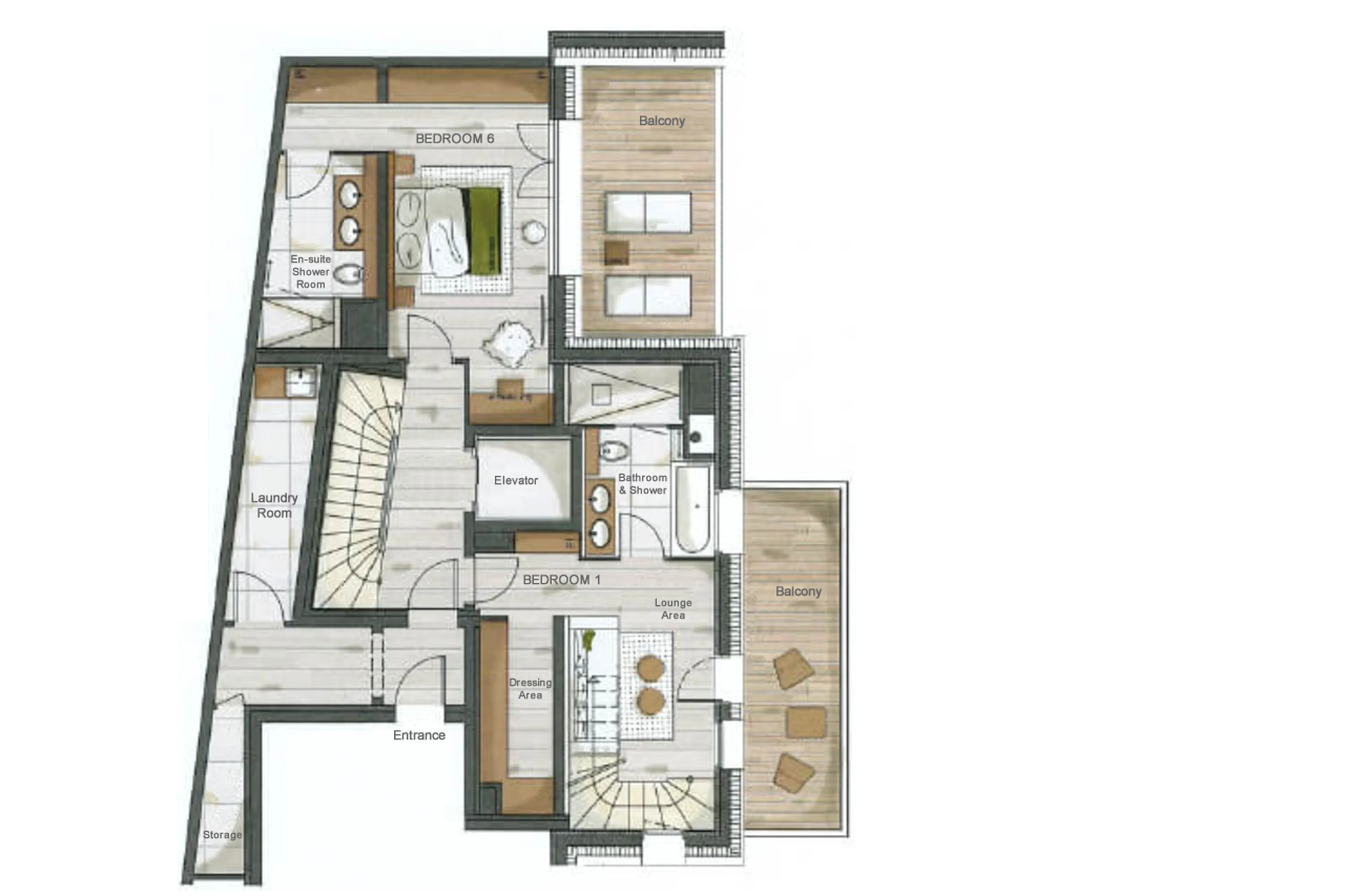 Level 3 floor plan of Chalet J in Meribel