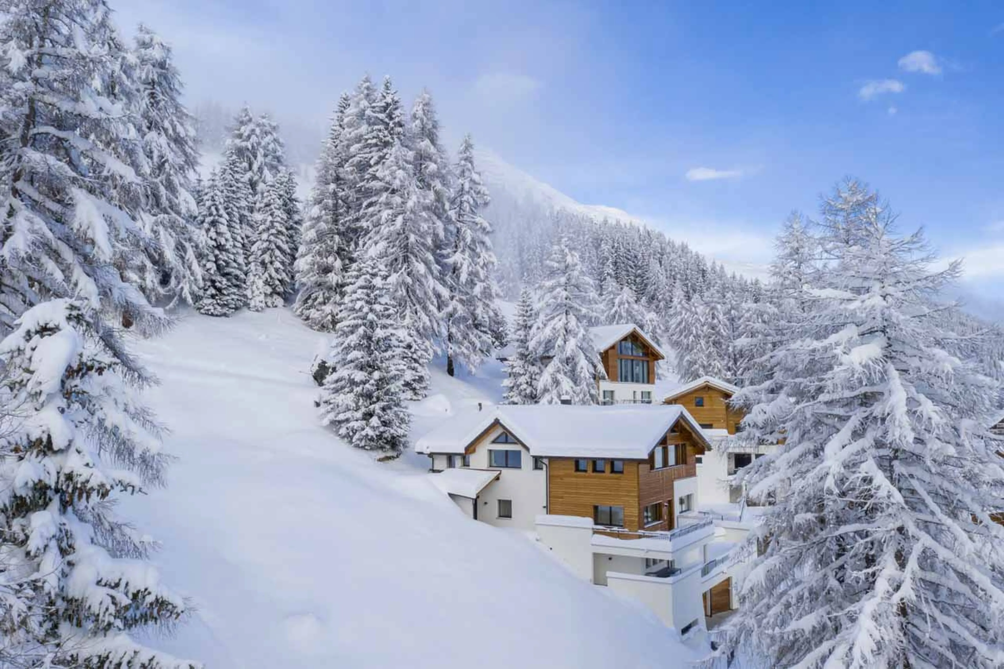 Several terraces at Chalet Jakobshorn in Davos