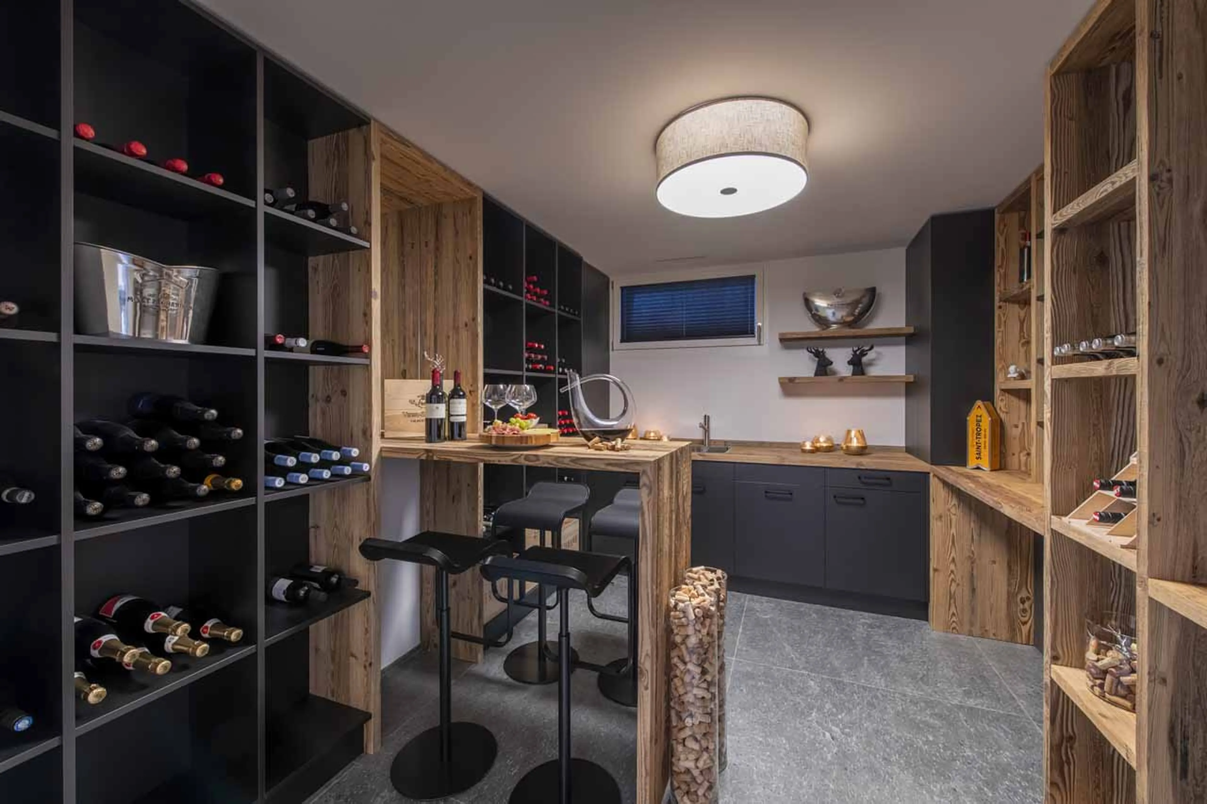 Wine cellar at Chalet Jakobshorn in Davos