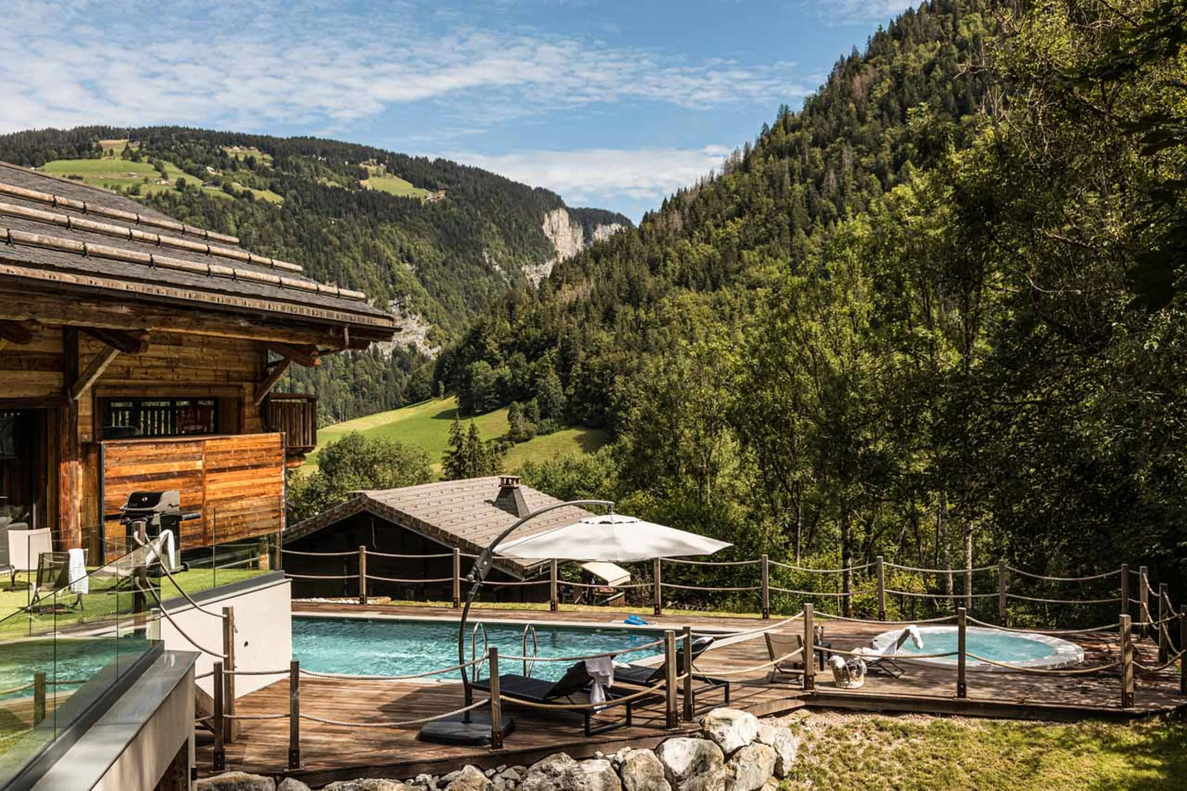 Exterior of Chalet Joux Plane in Morzine in summer
