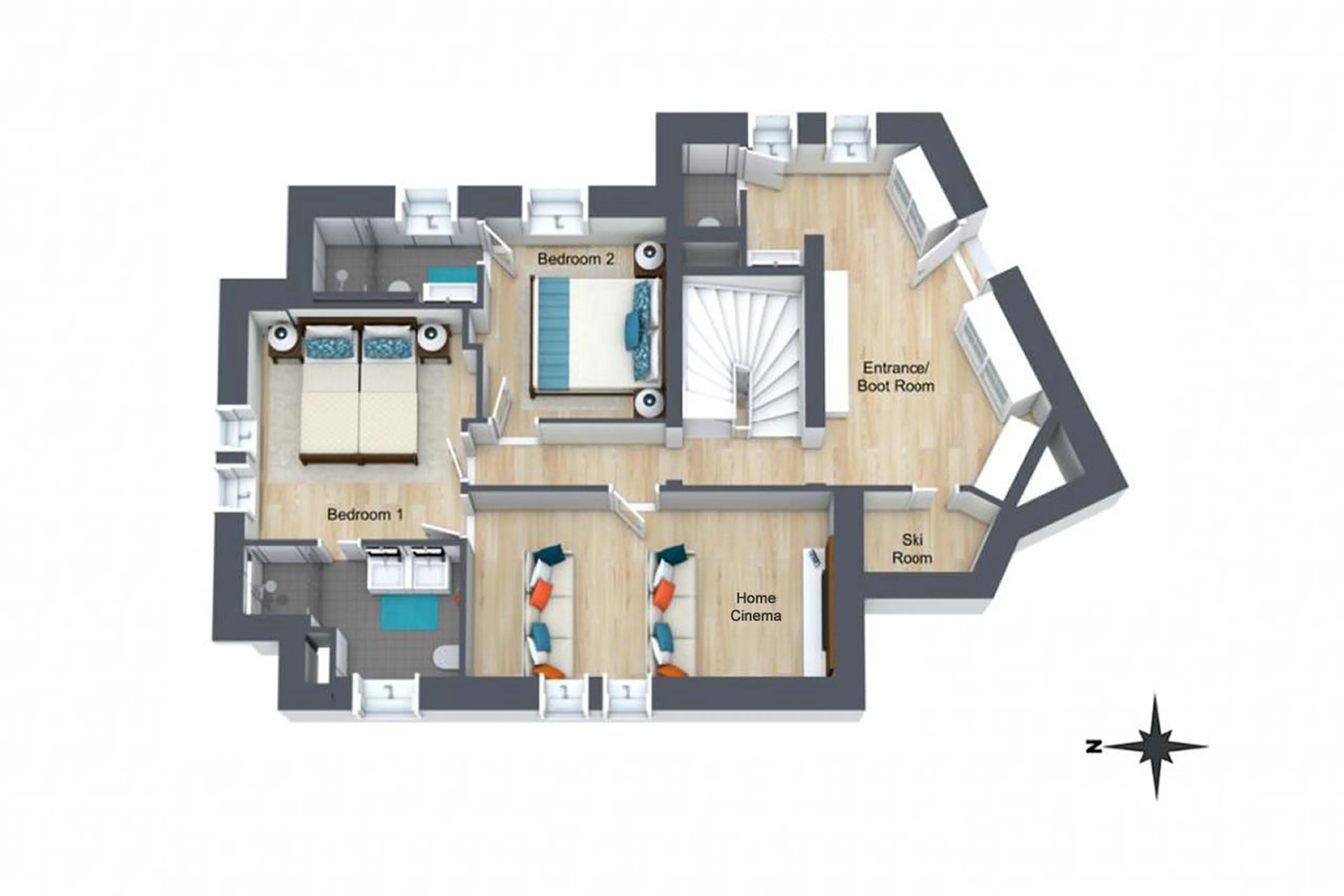 Level 0 floor plan of Chalet Juno in Val d'Isere