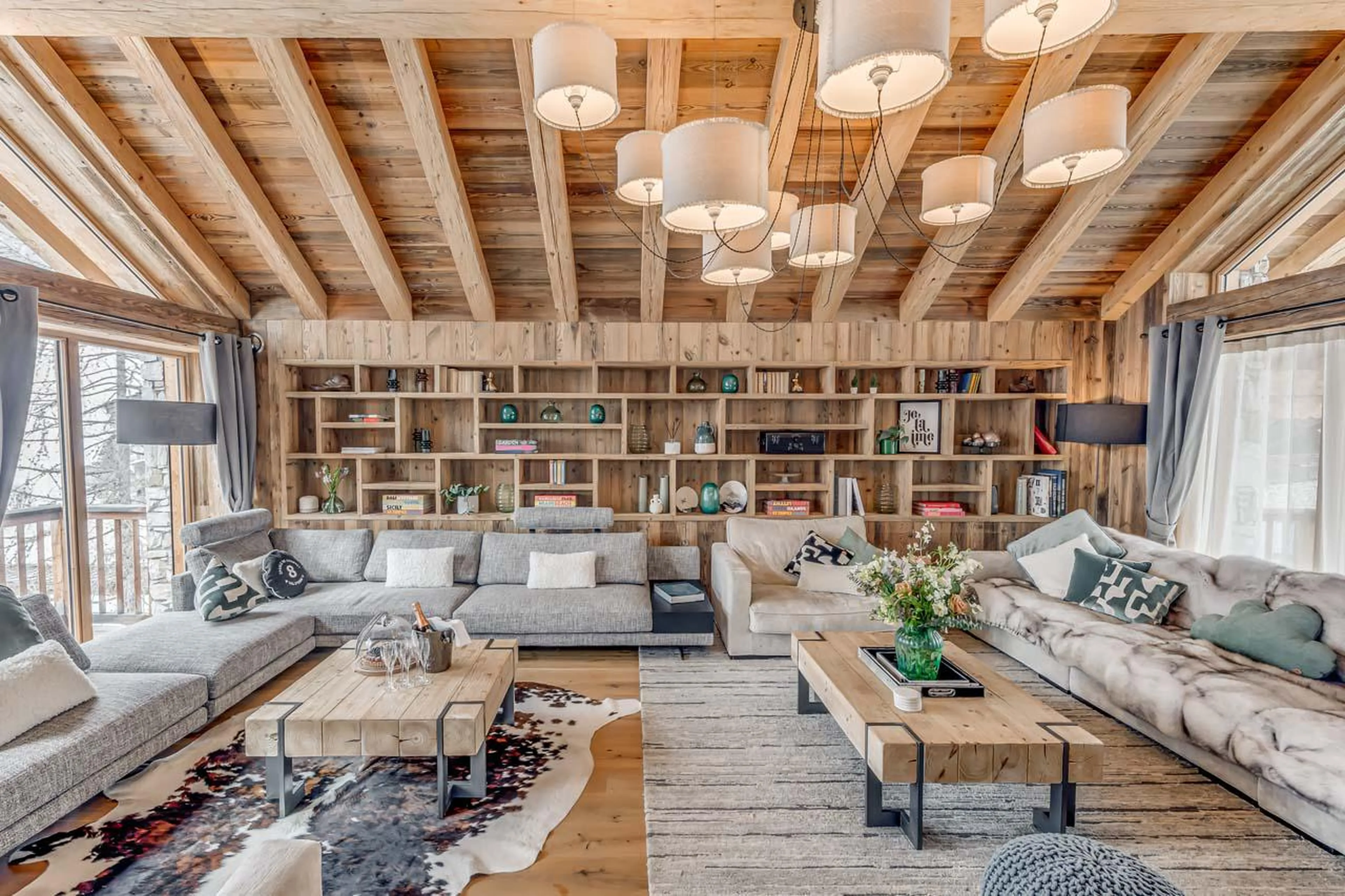 Bright and spacious sofa area at Chalet Juno in Val d'Isere