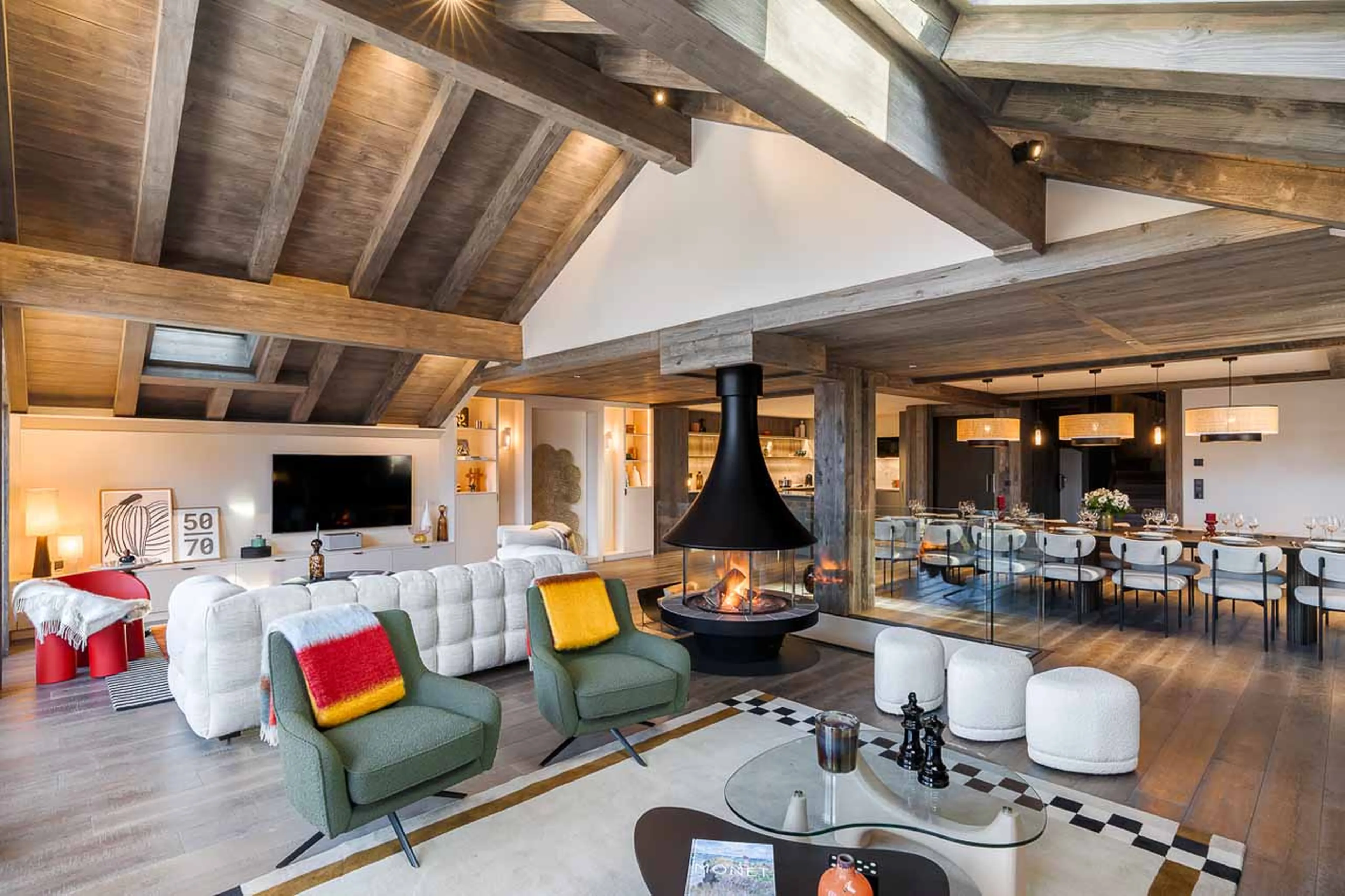Living area views at Chalet K in Meribel