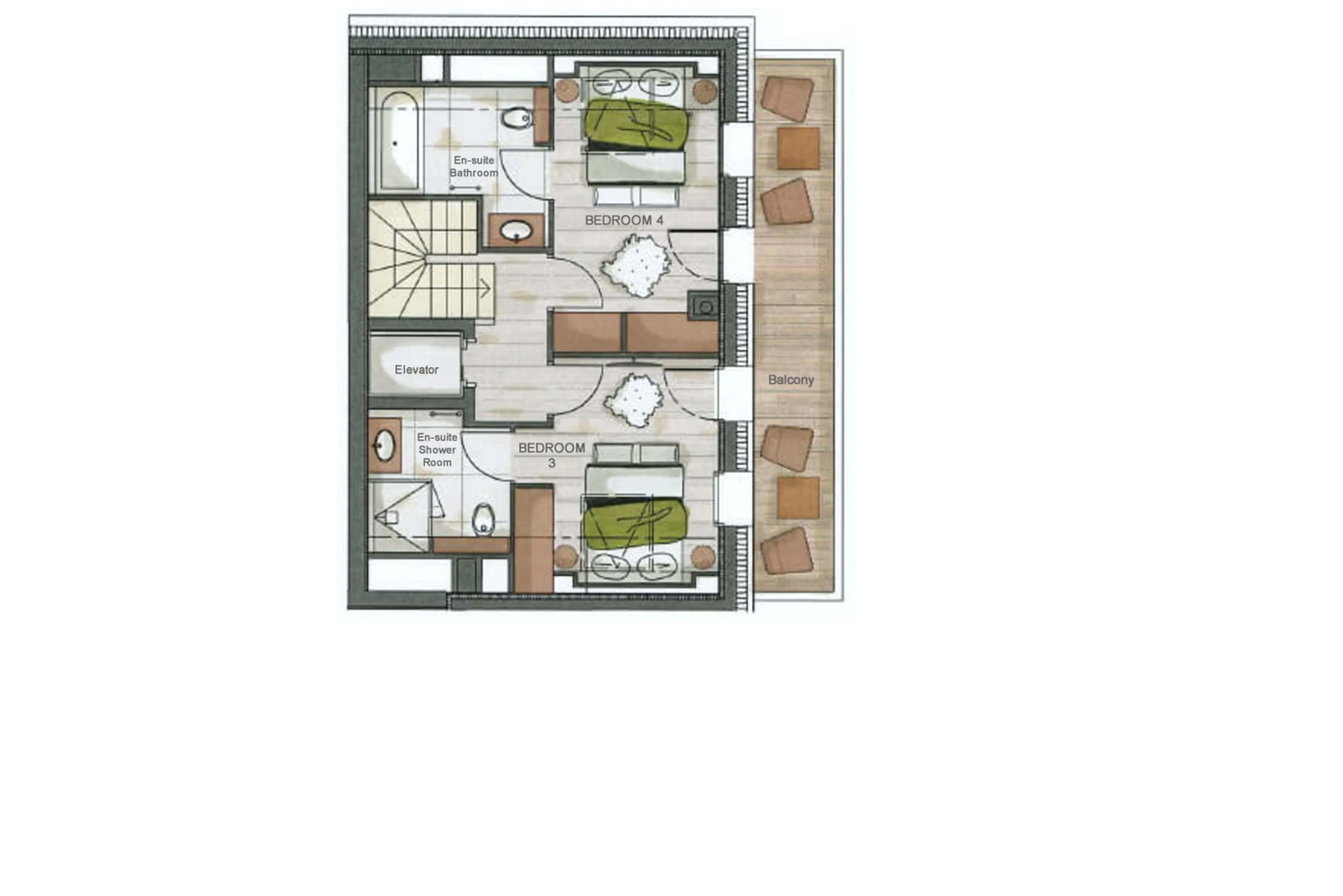 Level 3 floor plan of Chalet K in Meribel